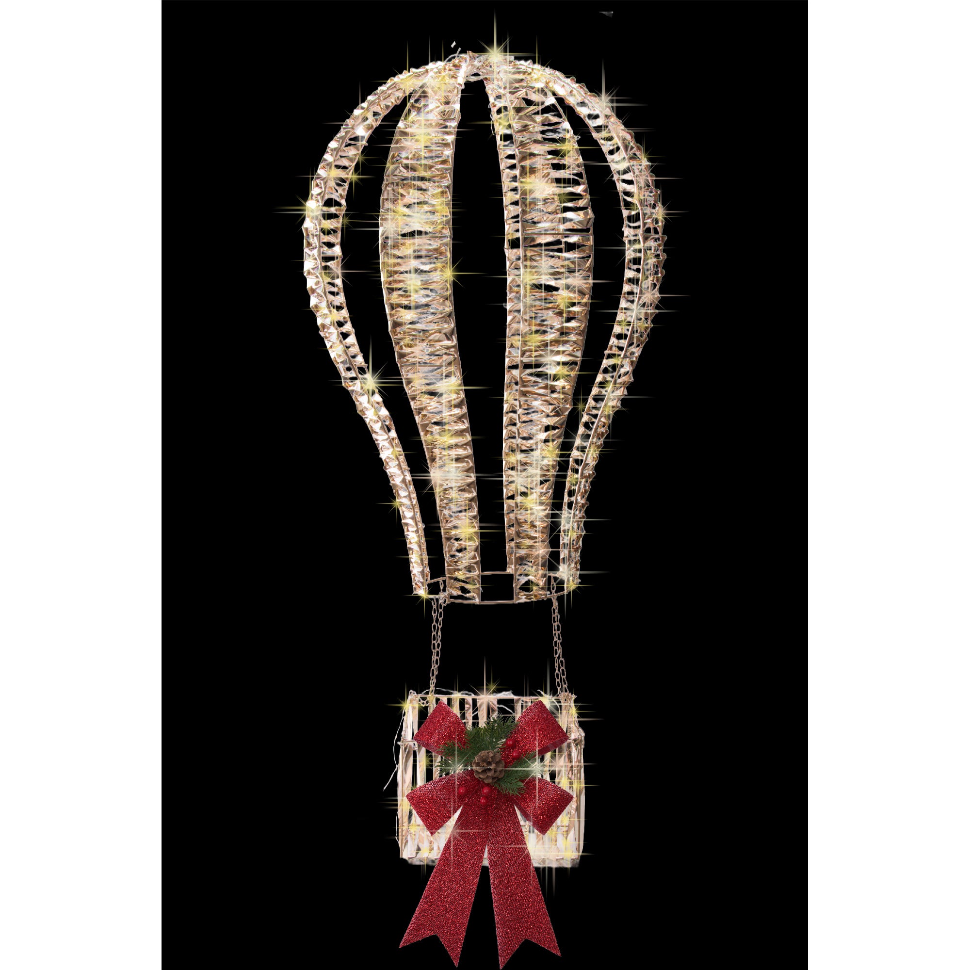 LED Lighted Gold Balloon Lantern Decor 540 Light With Timer, Lantern, Holiday Decor