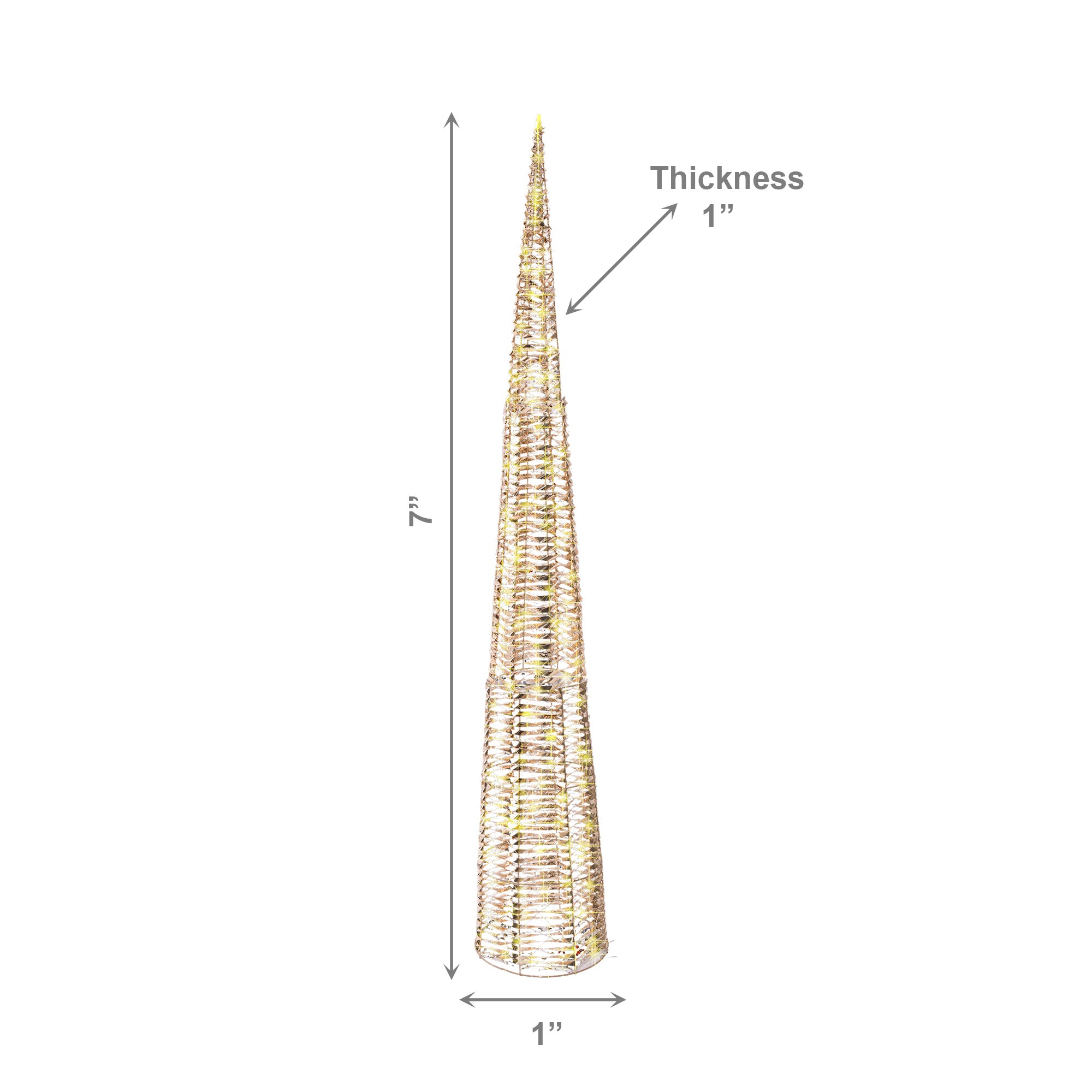 LED Lighted Gold Cone Tree Decor 1800 Light With Timer, Holiday Decor