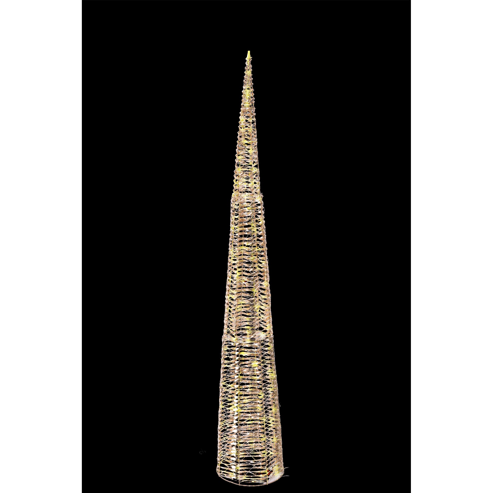 LED Lighted Gold Cone Tree Decor 1800 Light With Timer, Holiday Decor
