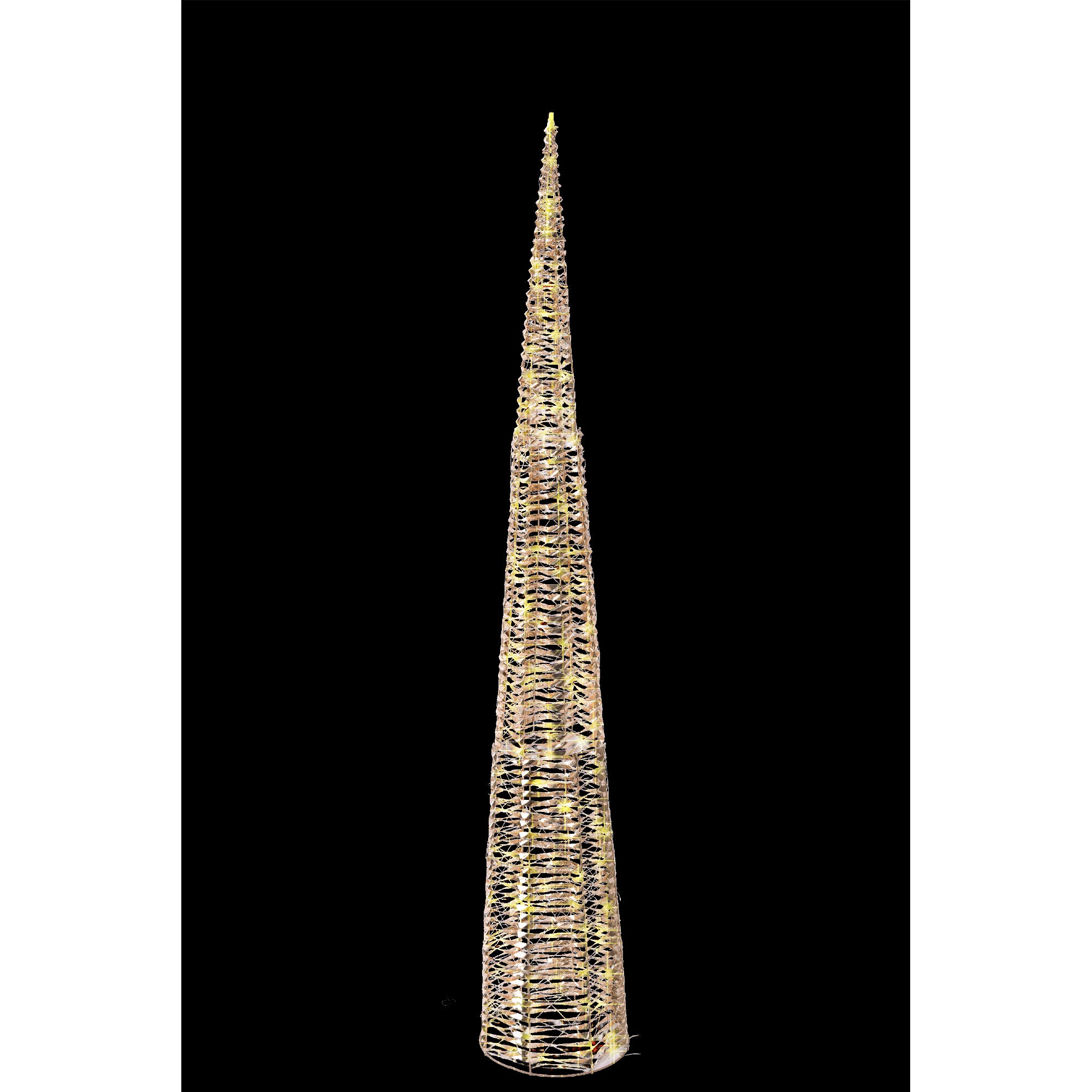 LED Lighted Gold Cone Tree Decor 1800 Light With Timer, Holiday Decor