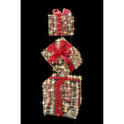 LED Lighted Gold Gift Boxes Decor 2000 Light With Timer, Holiday Decor