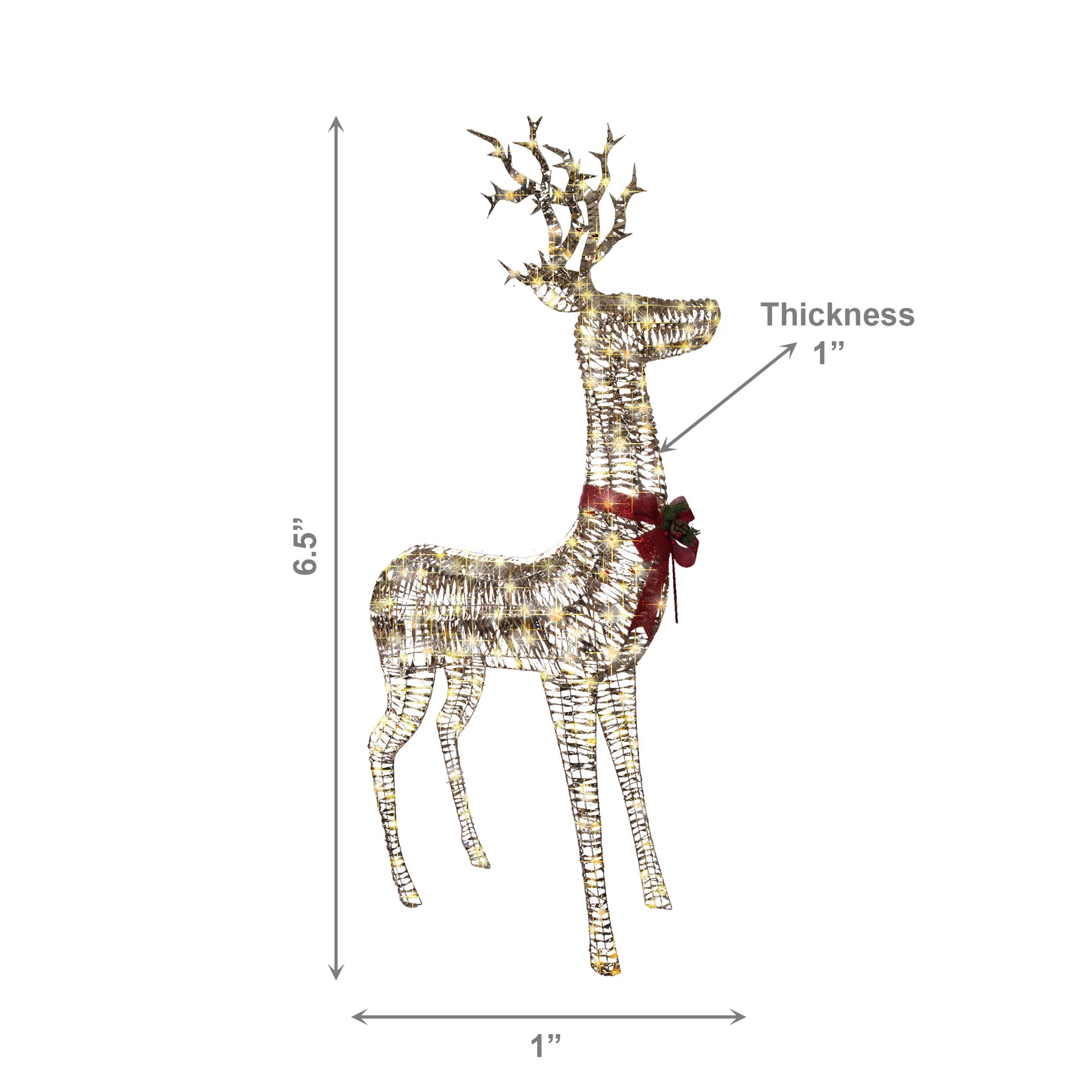LED Lighted Gold Reindeer Decor 1000 Light With Timer, Christmas, Holiday Decor