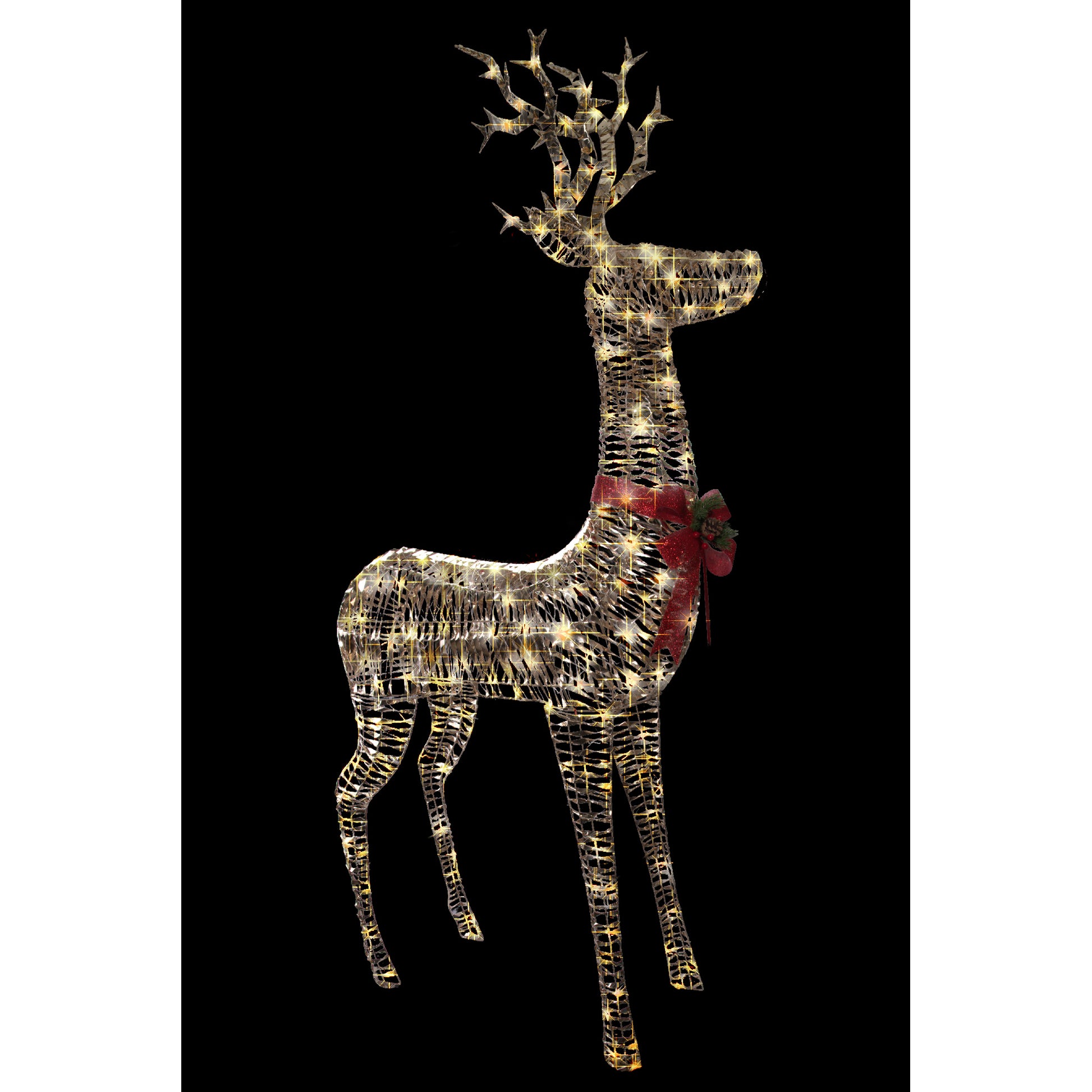 LED Lighted Gold Reindeer Decor 1000 Light With Timer, Christmas, Holiday Decor