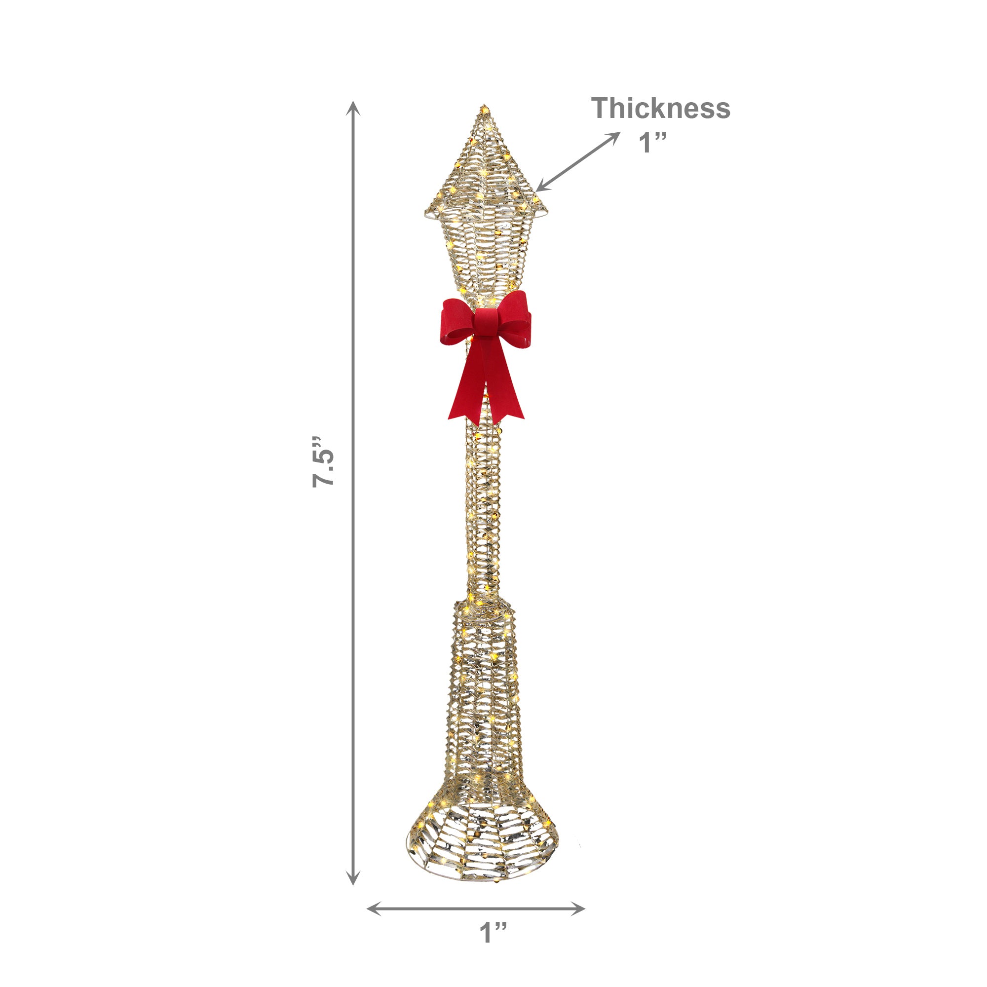 LED Lighted Gold Lamp Post Decor 1200 Light With Timer, Holiday Decor