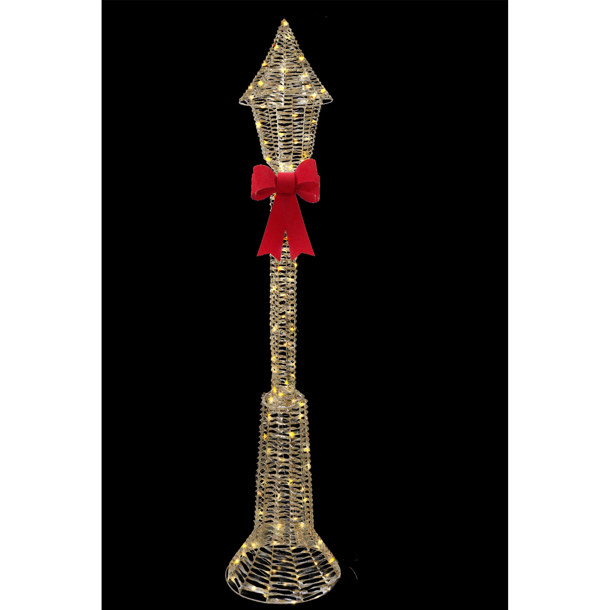 LED Lighted Gold Lamp Post Decor 1200 Light With Timer, Holiday Decor
