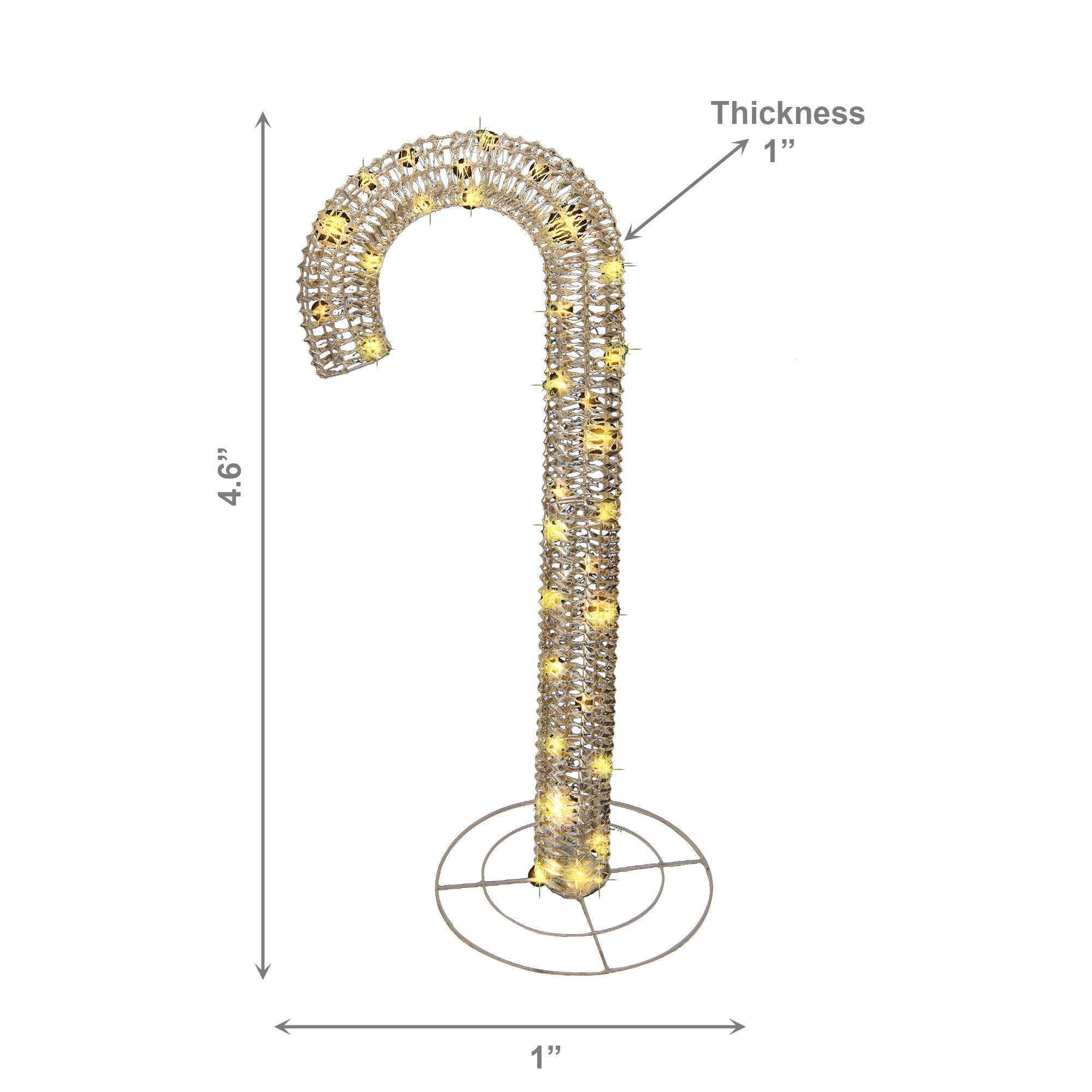 LED Lighted Gold Candy Cane Decor 700 Light With Timer, Holiday Decor