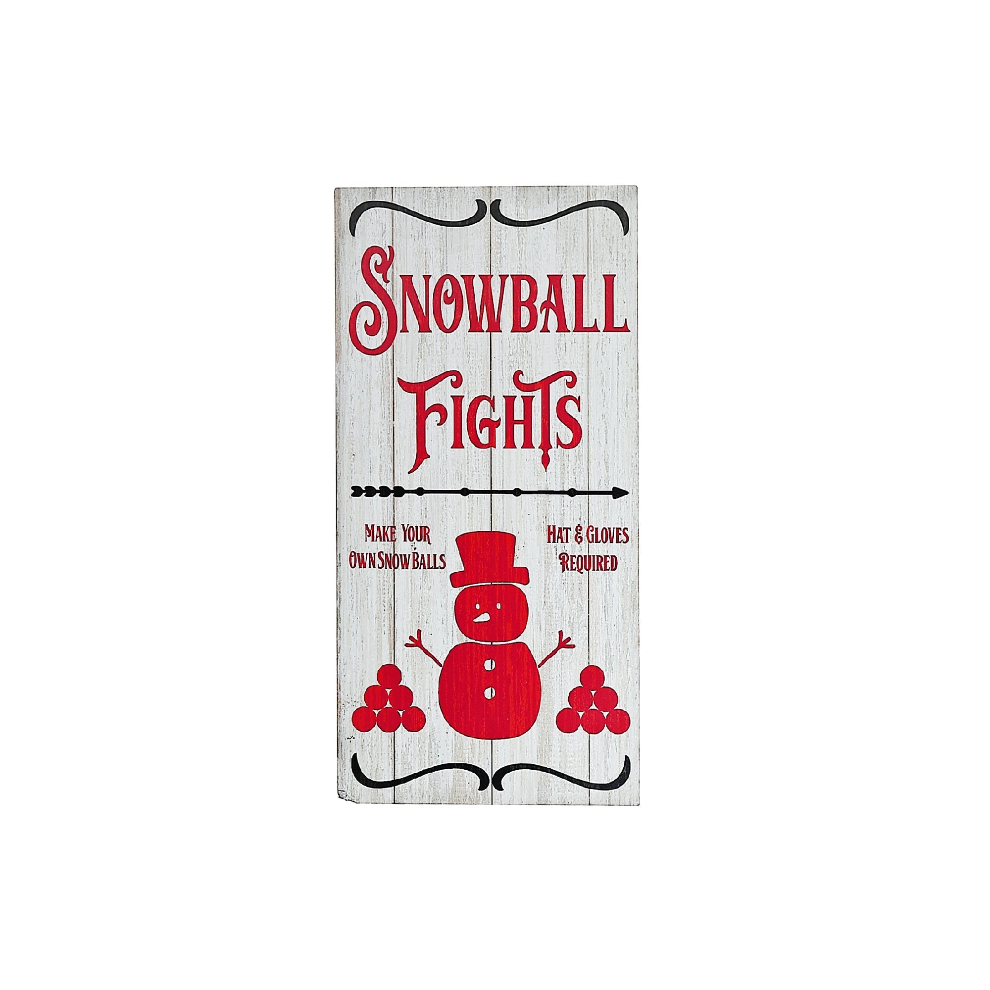 Printed MDF Snowball Fights Sign Christmas Holiday Wall Decor - Set of 2
