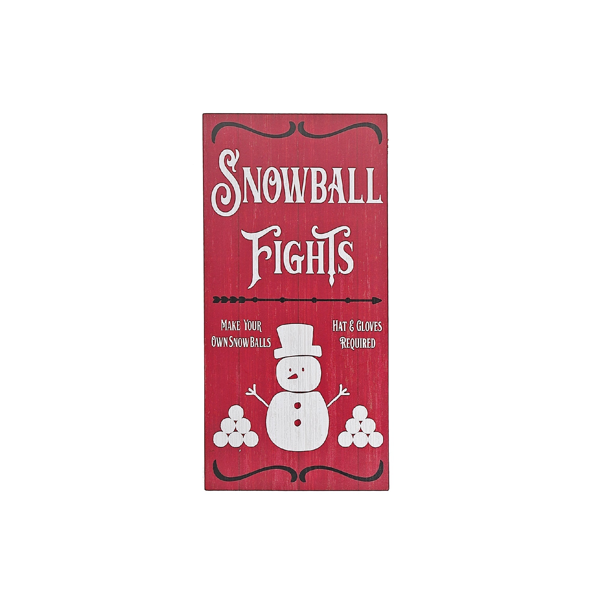 Printed MDF Snowball Fights Sign Christmas Holiday Wall Decor - Set of 2