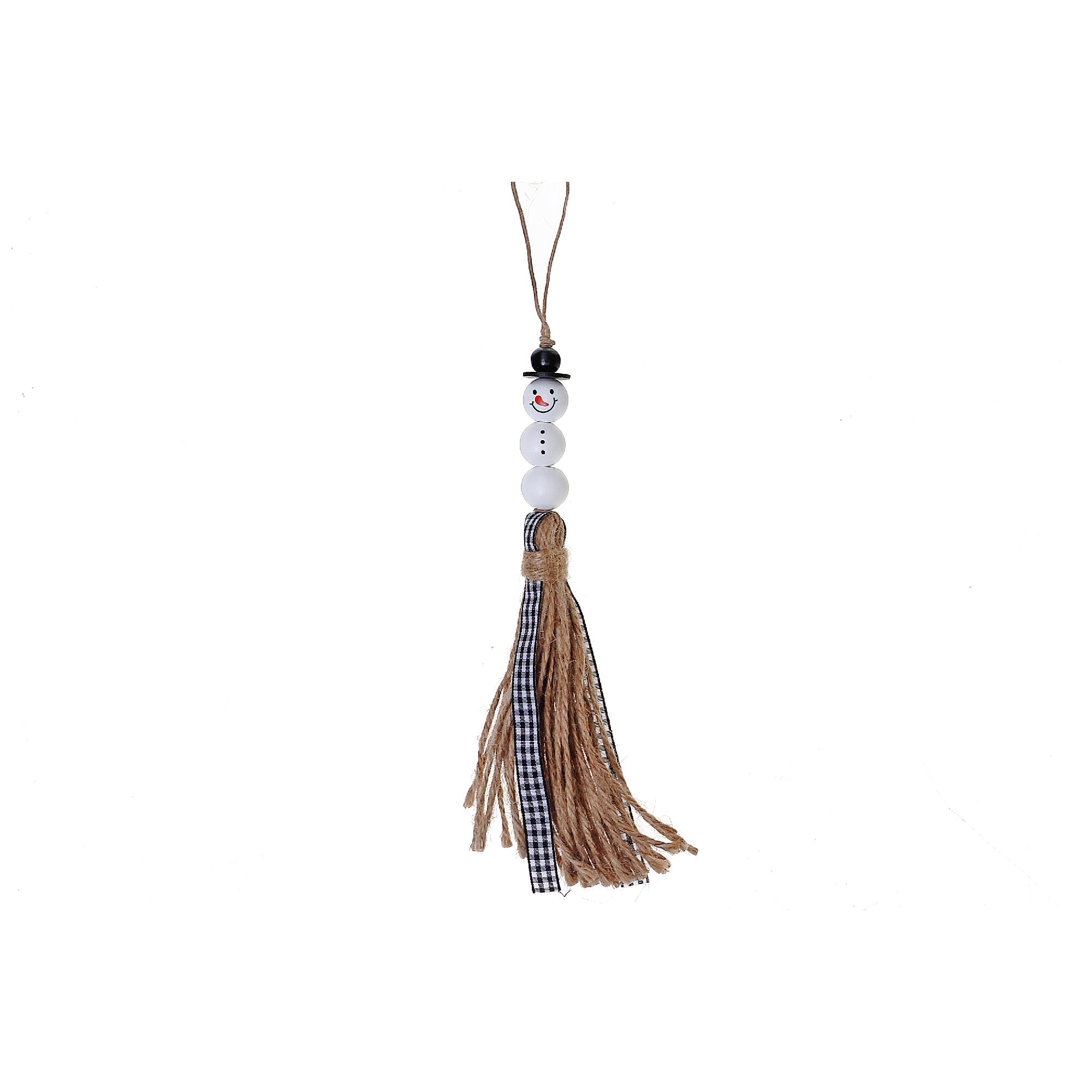 Christmas Beaded Snowman Ornament With Tassel Set Of 4, Holiday Tree Decor, Festive Accent