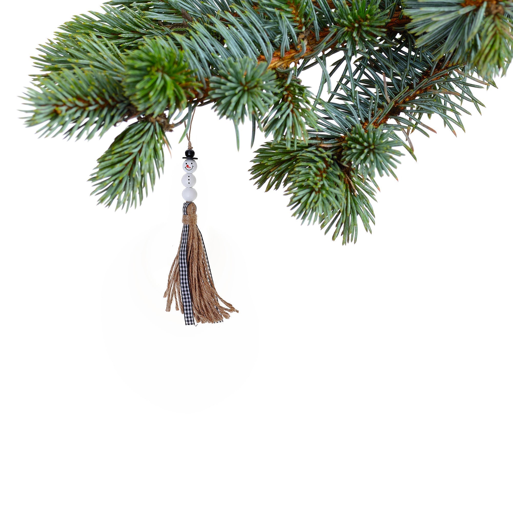 Christmas Beaded Snowman Ornament With Tassel Set Of 4, Holiday Tree Decor, Festive Accent