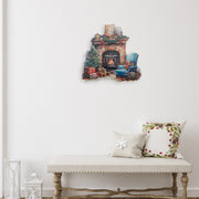 Embossed Metal Holiday Fireplace Sign, Christmas Wall Decoration, Rustic Festive Décor