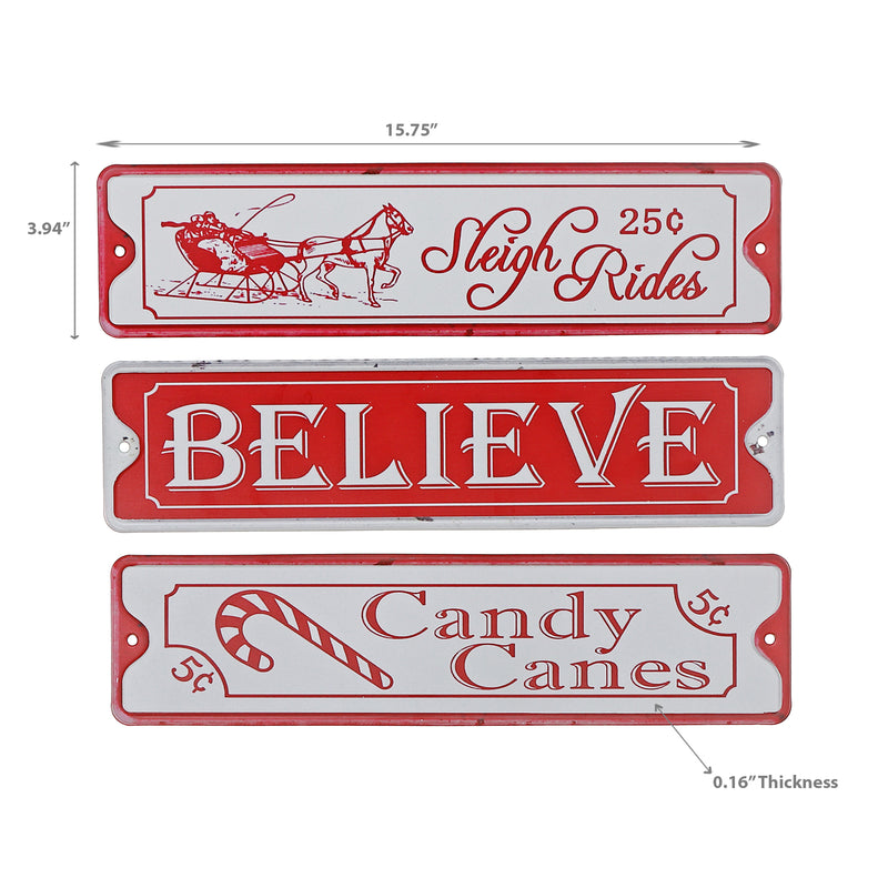 Embossed Metal Sign - Set of 3