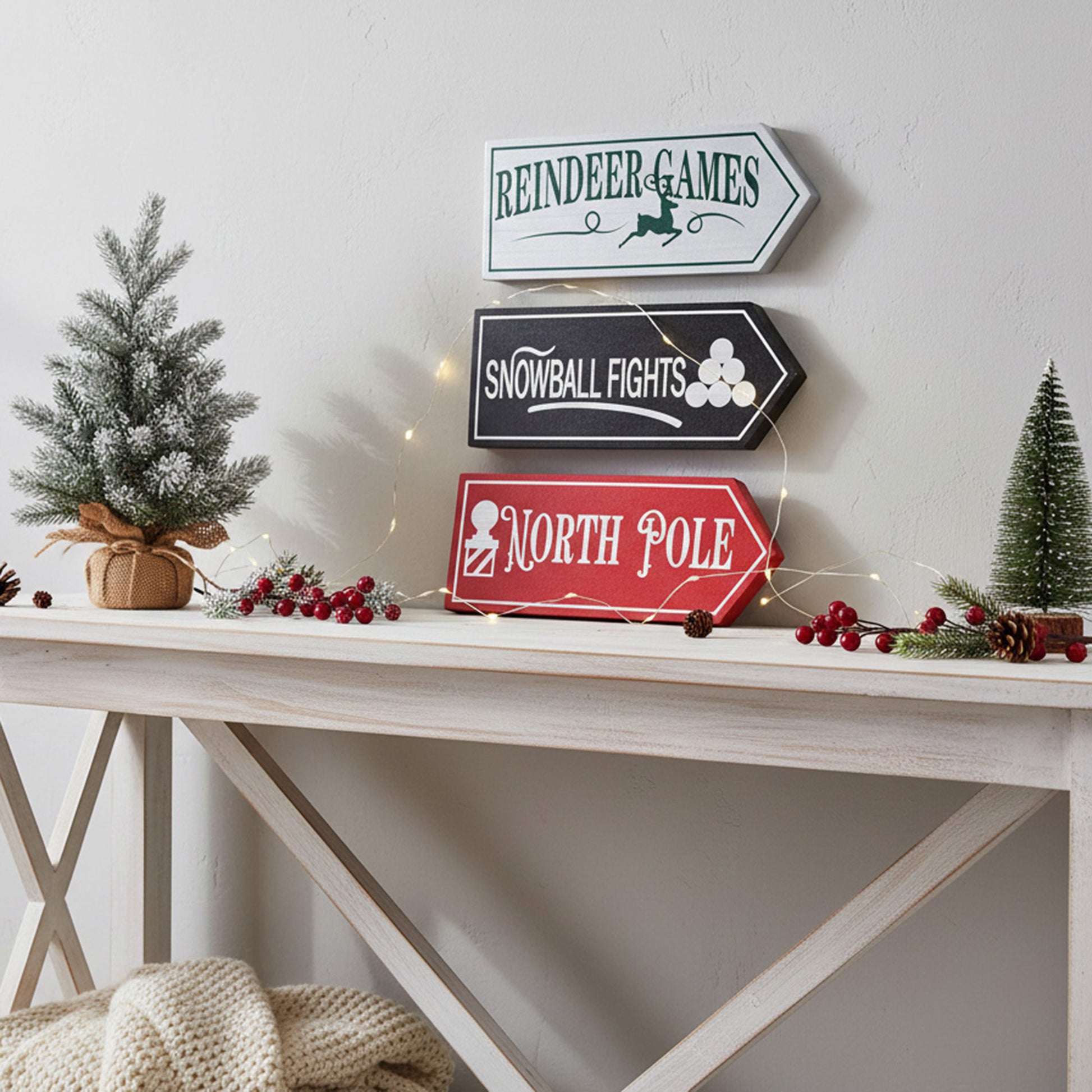 MDF Christmas Arrow Table Blocks Assorted, Christmas, Holiday Decor- Set of 3