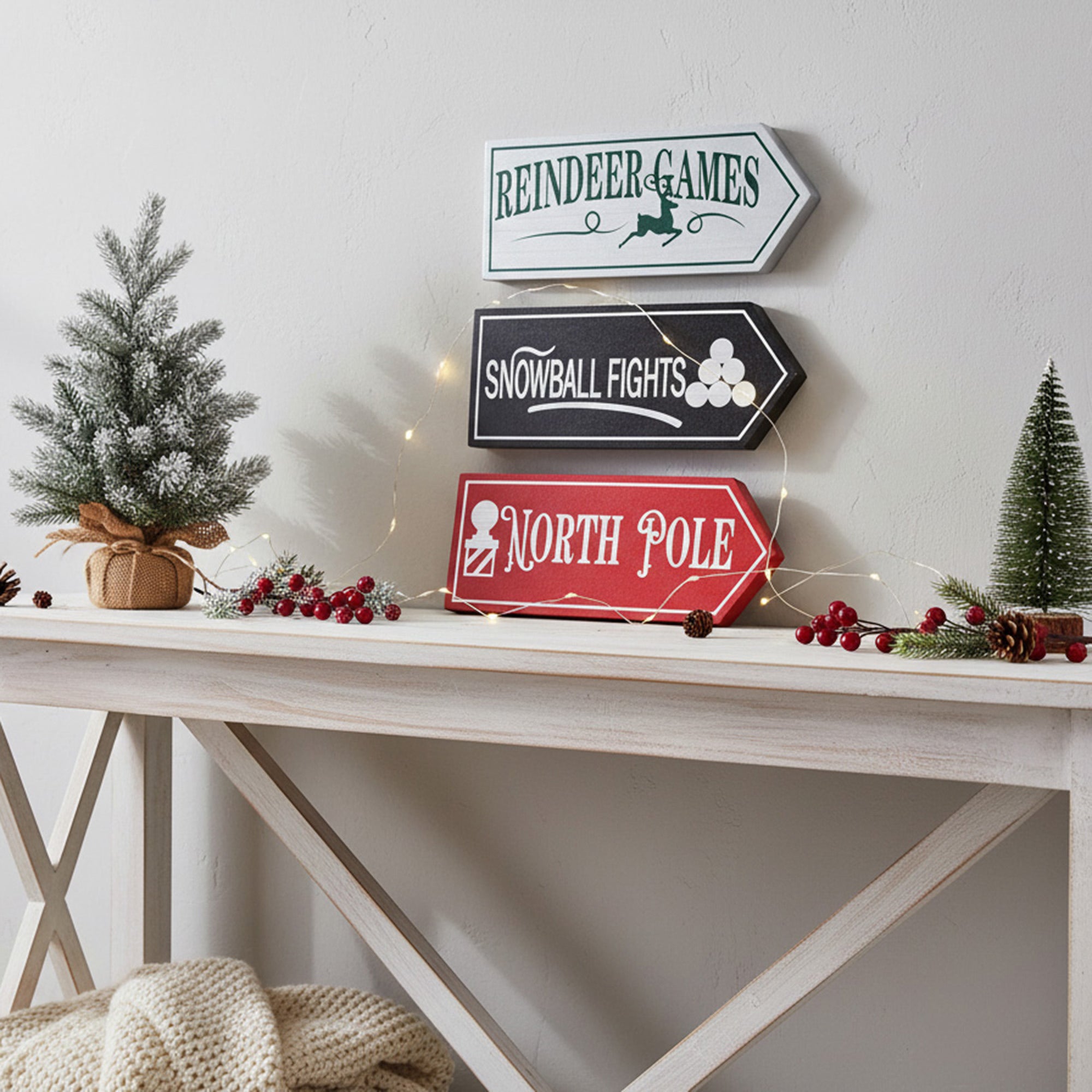 MDF Christmas Arrow Table Blocks Assorted, Christmas, Holiday Decor- Set of 3