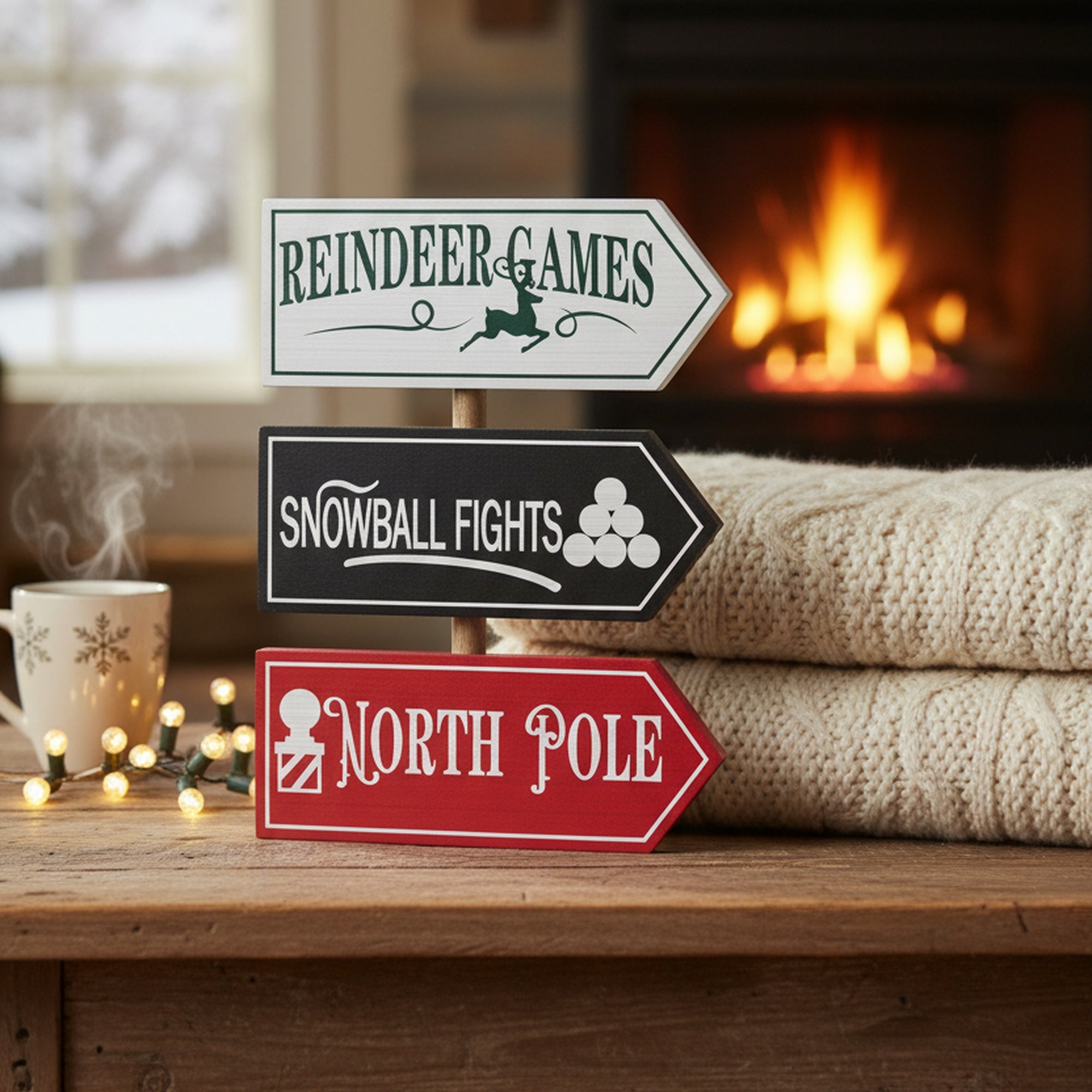 MDF Christmas Arrow Table Blocks Assorted, Christmas, Holiday Decor- Set of 3