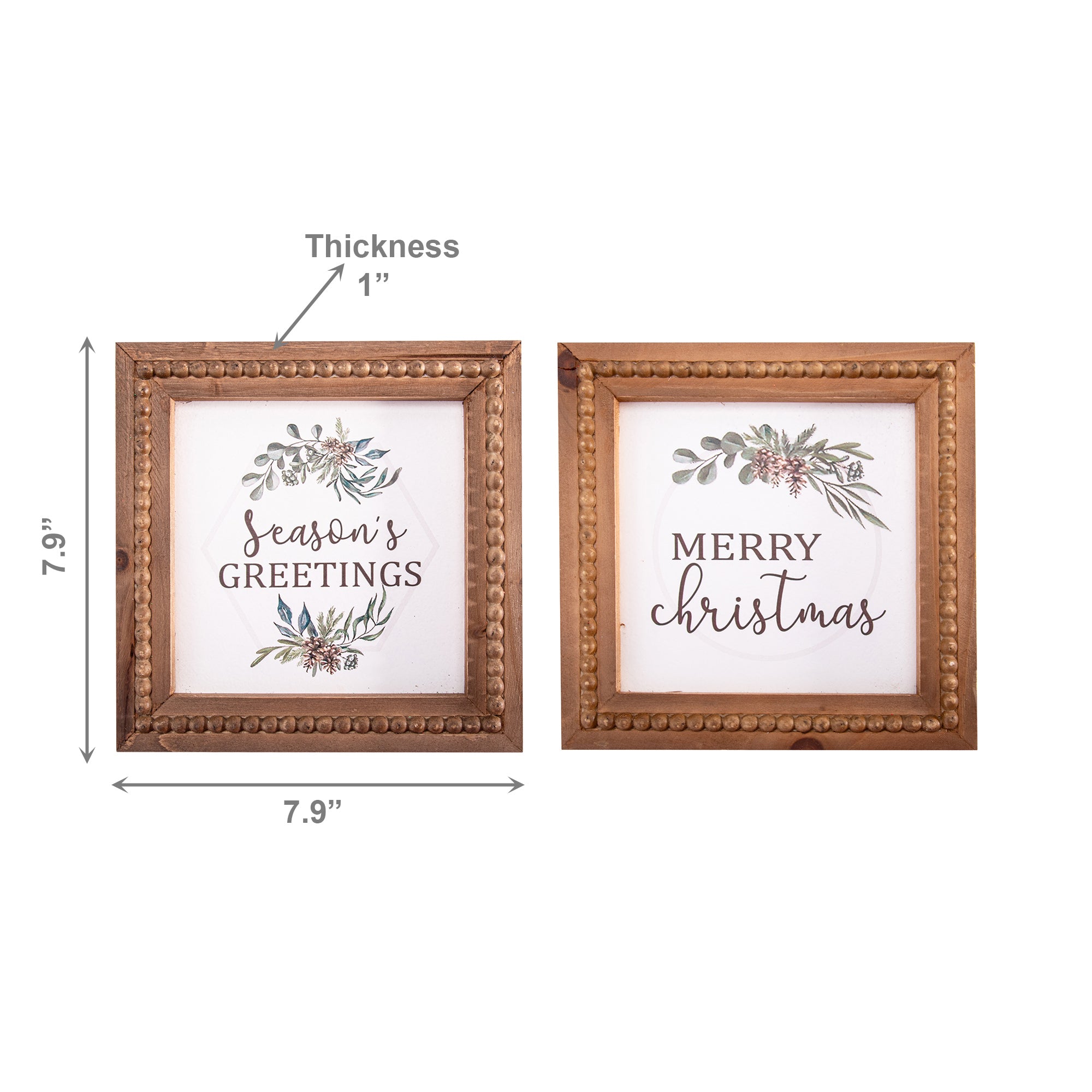MDF Beaded Frame Wall Sign Merry Christmas, Christmas, Wall Decor, Holiday Decor- Set of 2