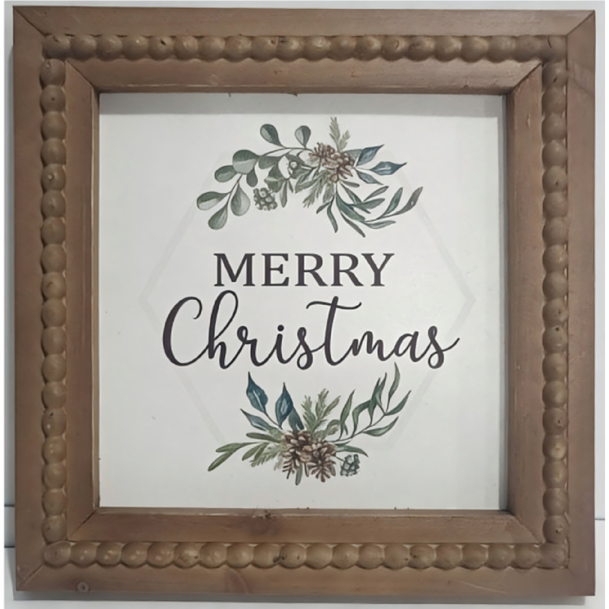 MDF Beaded Frame Wall Sign Merry Christmas, Christmas, Wall Decor, Holiday Decor- Set of 2