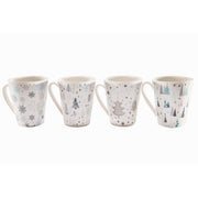 Ceramic Mugs Assorted Frosty Winter, Christmas, Holiday Decor- Set of 4