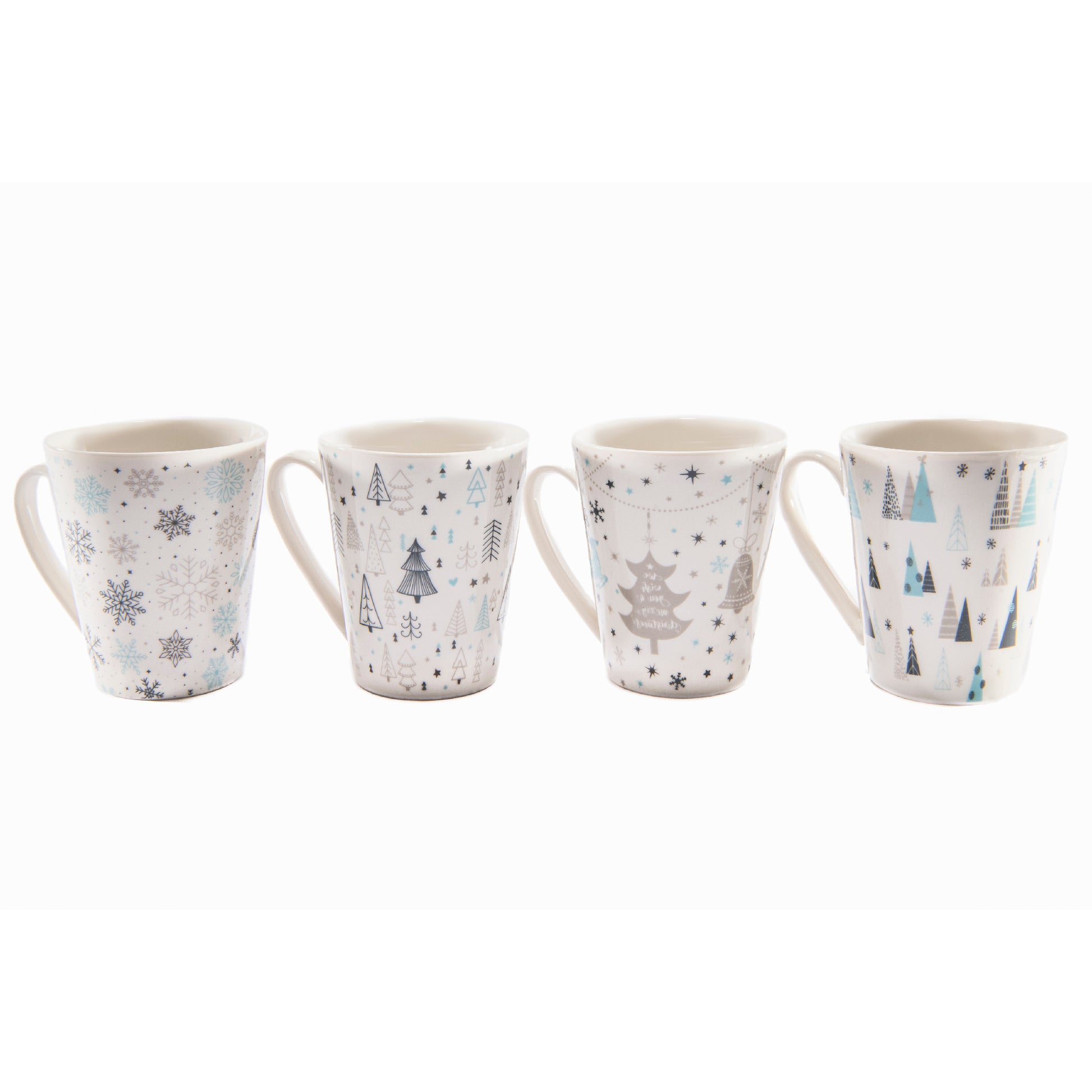 Ceramic Mugs Assorted Frosty Winter, Christmas, Holiday Decor- Set of 4