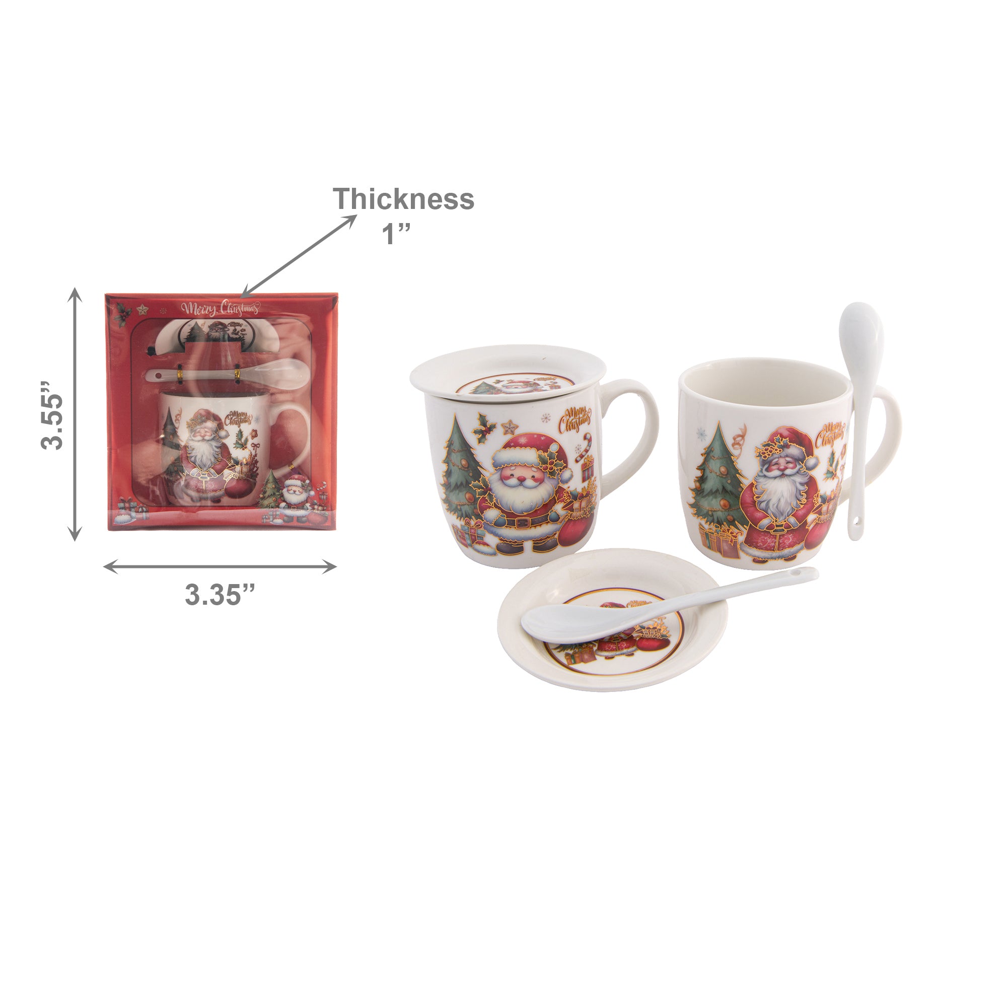 Ceramic Mug with Lid and Spoon Gift Set Merry Christmas Assorted, Christmas, Coffee Mug, Holiday Decor