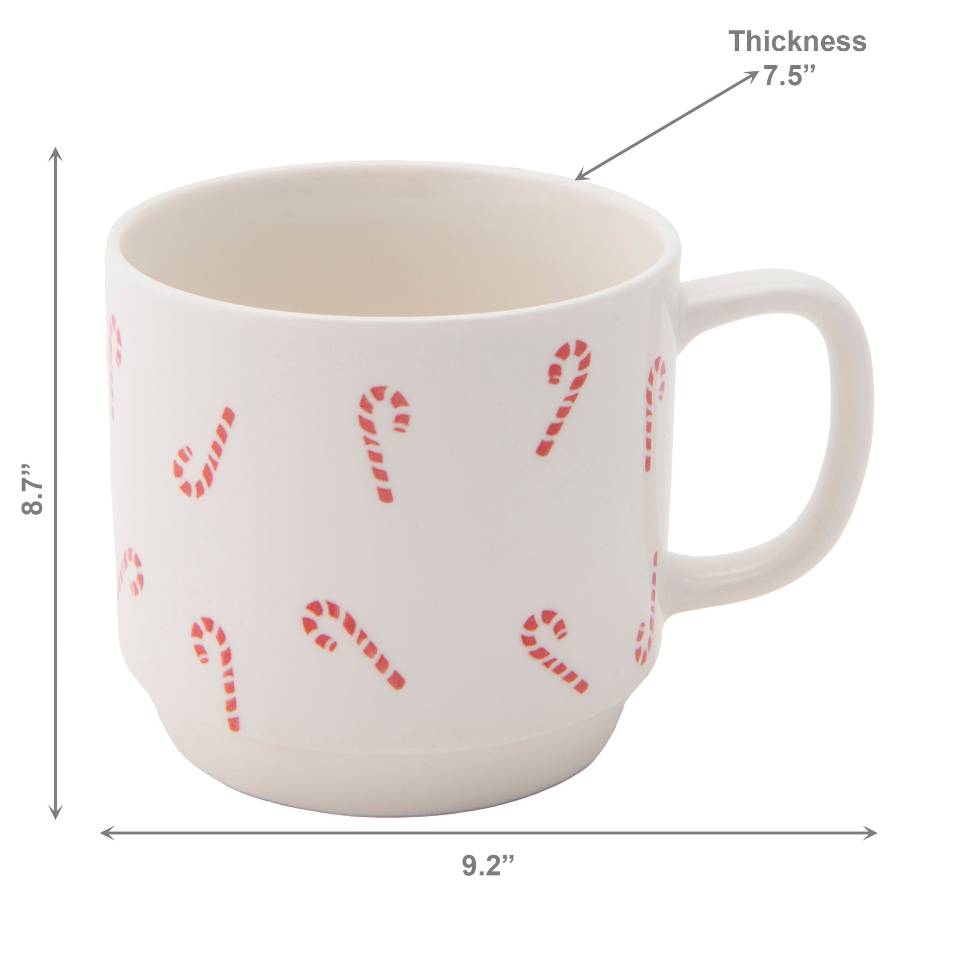 Ceramic Mug Candy Cane, Coffee Mug, Holiday Decor- Set of 2