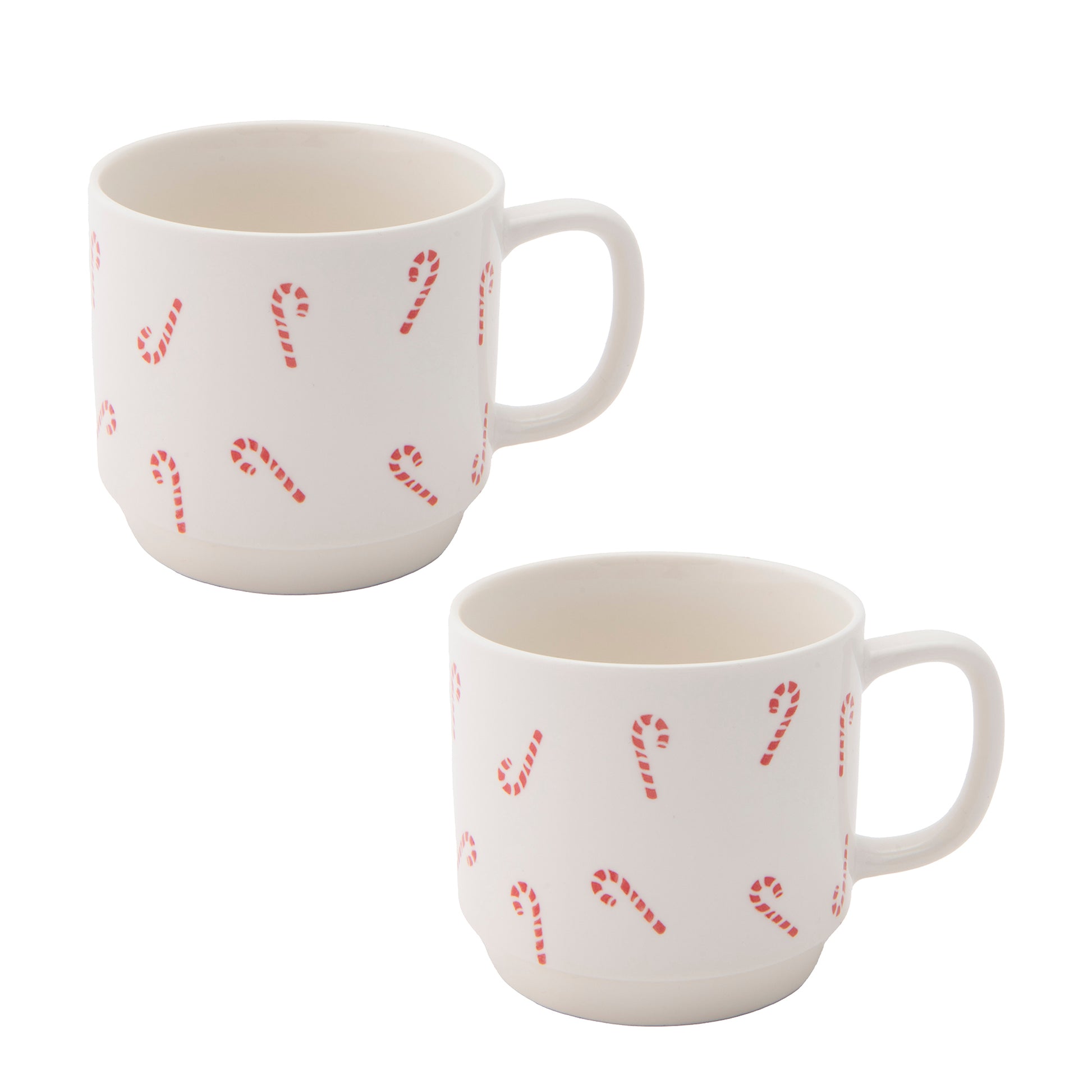 Ceramic Mug Candy Cane, Coffee Mug, Holiday Decor- Set of 2