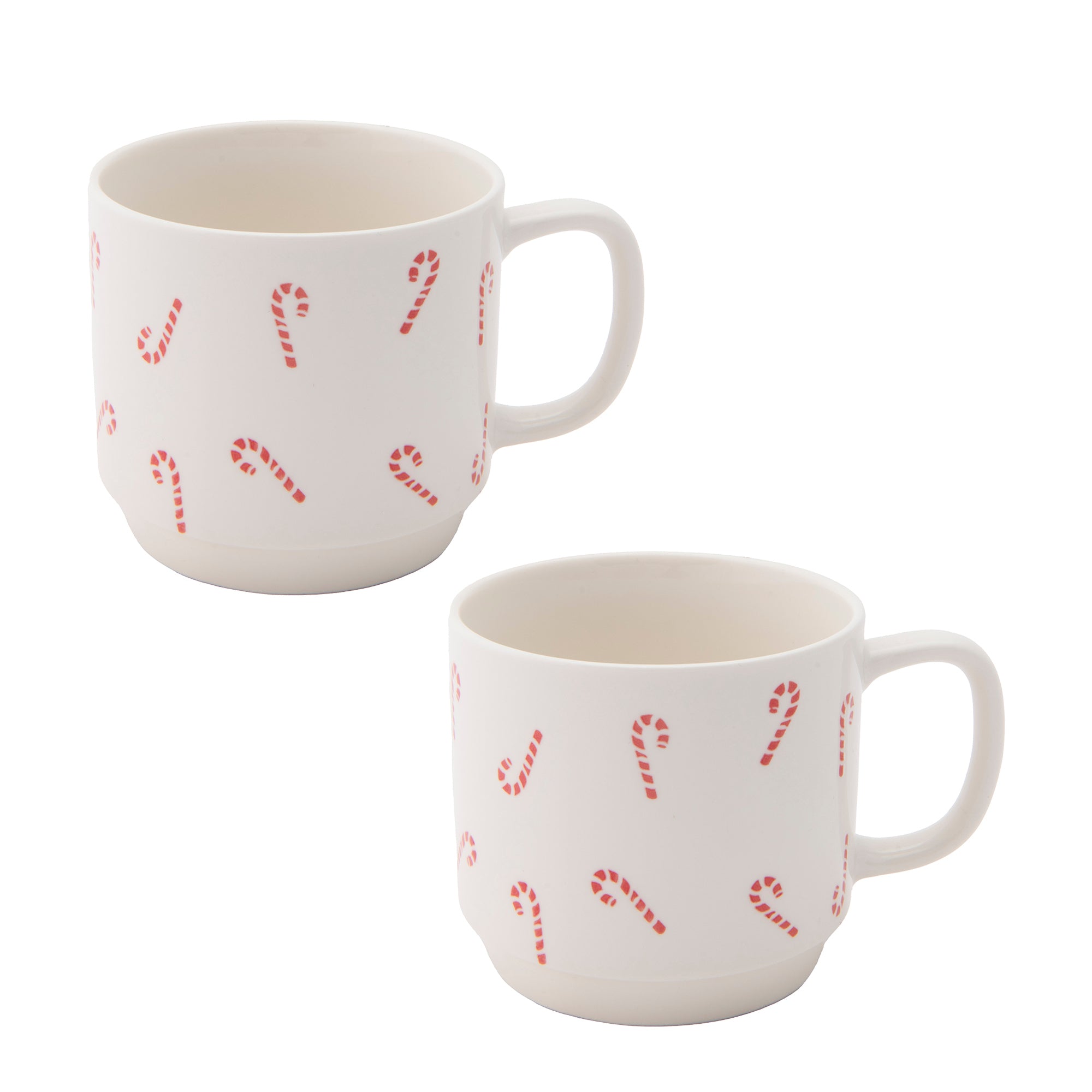 Ceramic Mug Candy Cane, Coffee Mug, Holiday Decor- Set of 2