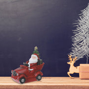 Lighted Santa On Car Figurine, Christmas Santa Decoration, Holiday Tabletop Decor Large
