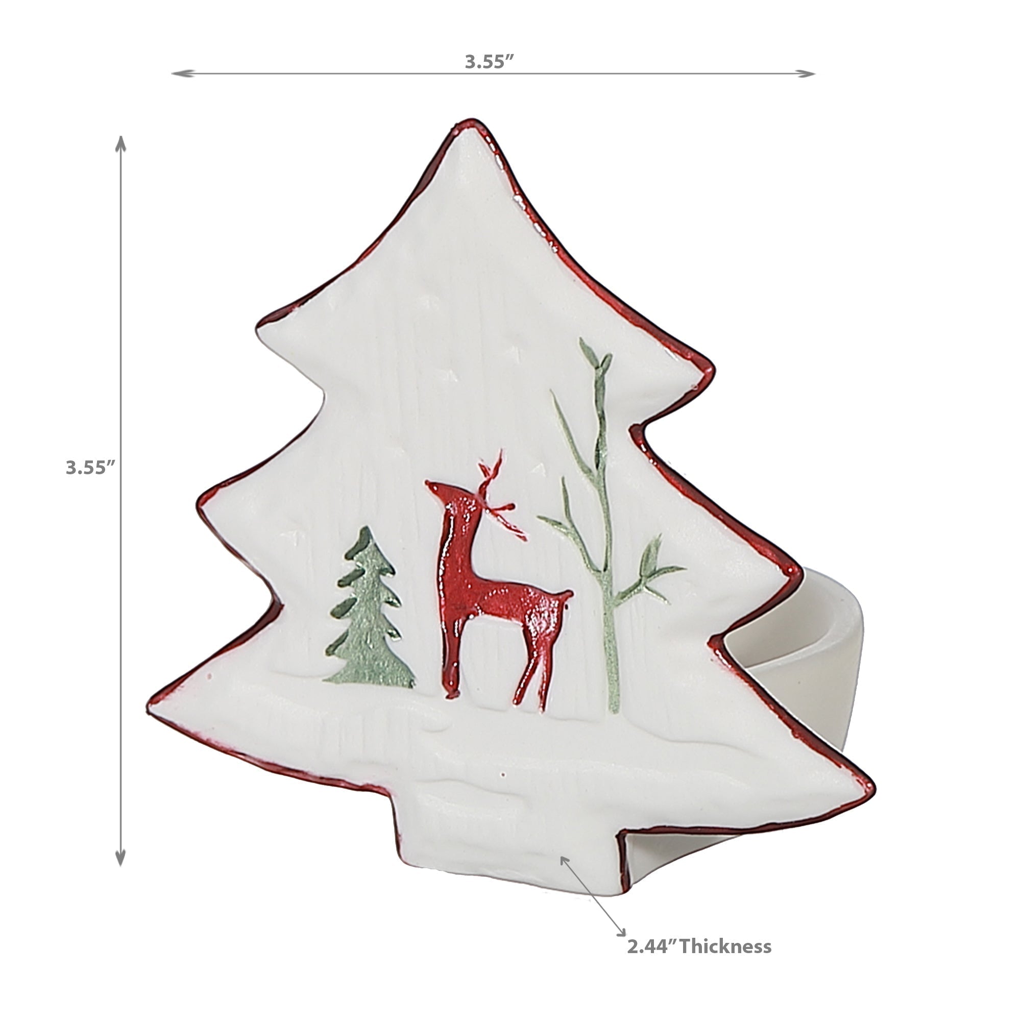 Ceramic Christmas Tree Tealight Candle Holder, Holiday Candle Decor - Set Of 3