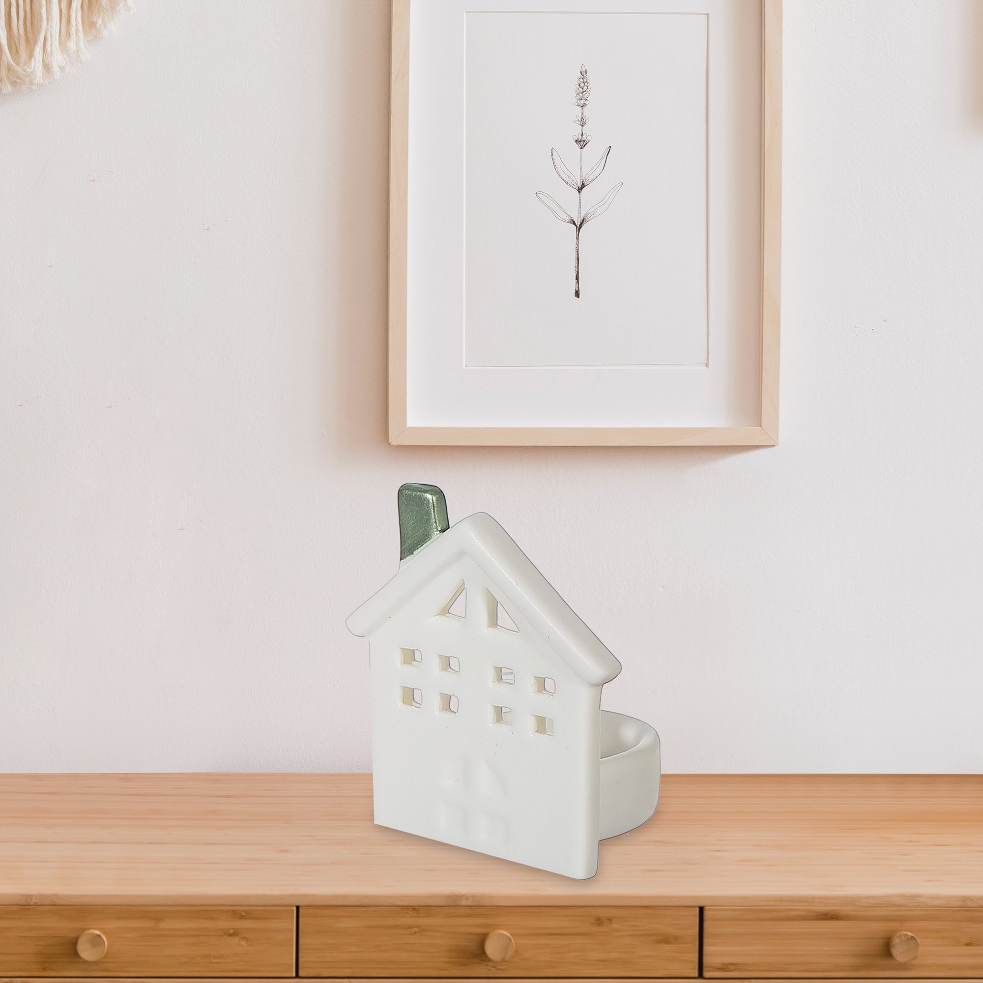 Ceramic House Tealight Candle Holder, Christmas Village Candle Decor - Set Of 3