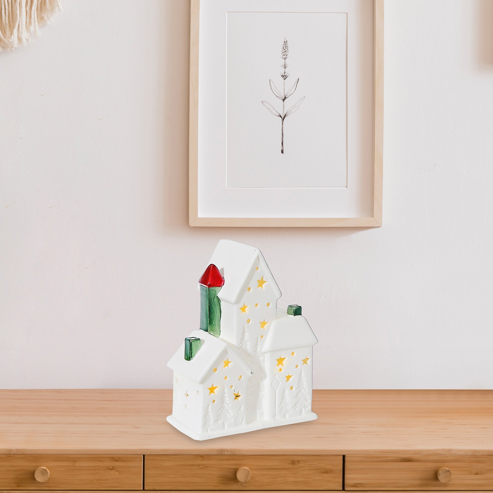LED Ceramic House Christmas Decor – Holiday Table Accent