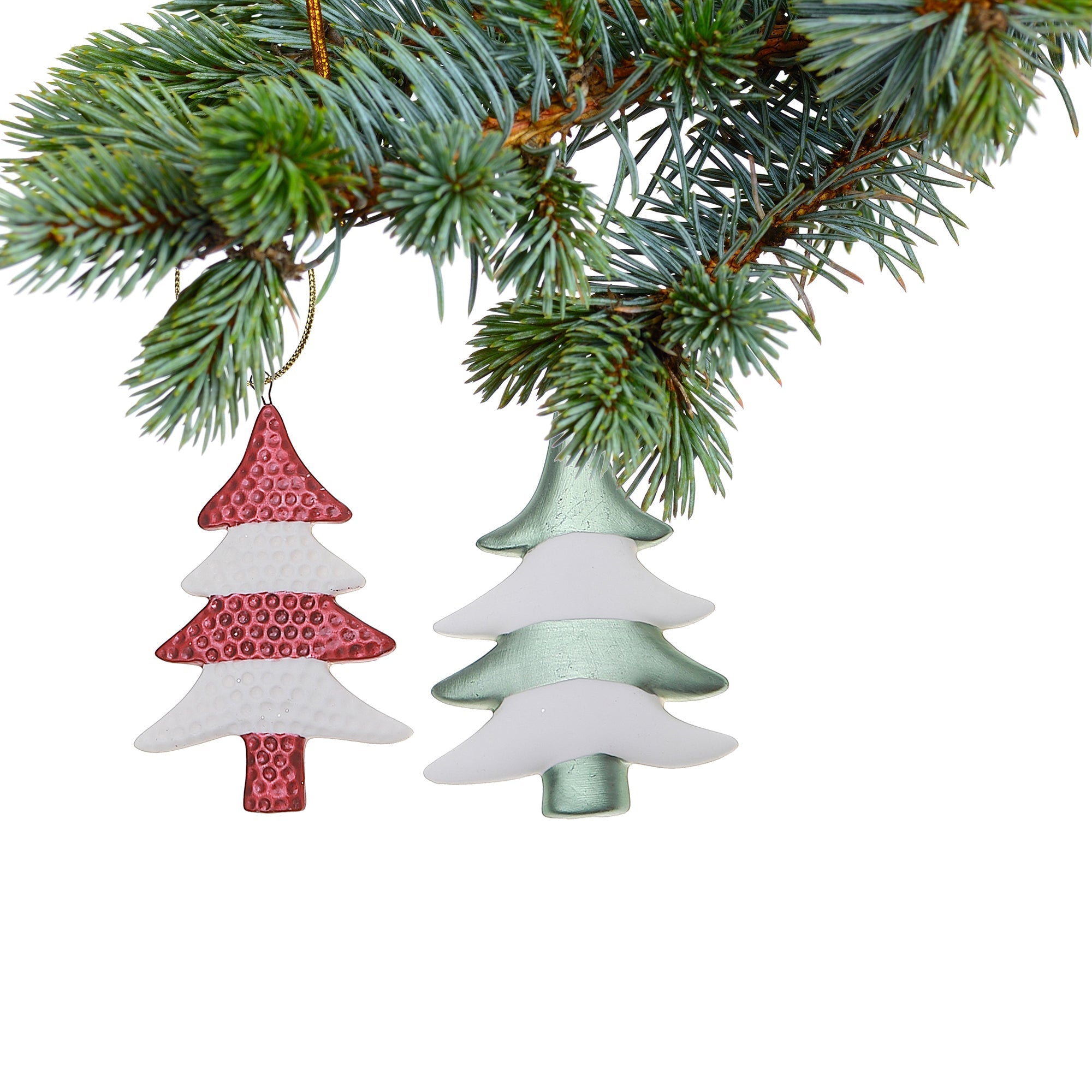Ceramic Tree Christmas Ornament Set of 6 – Holiday Tree Decoration