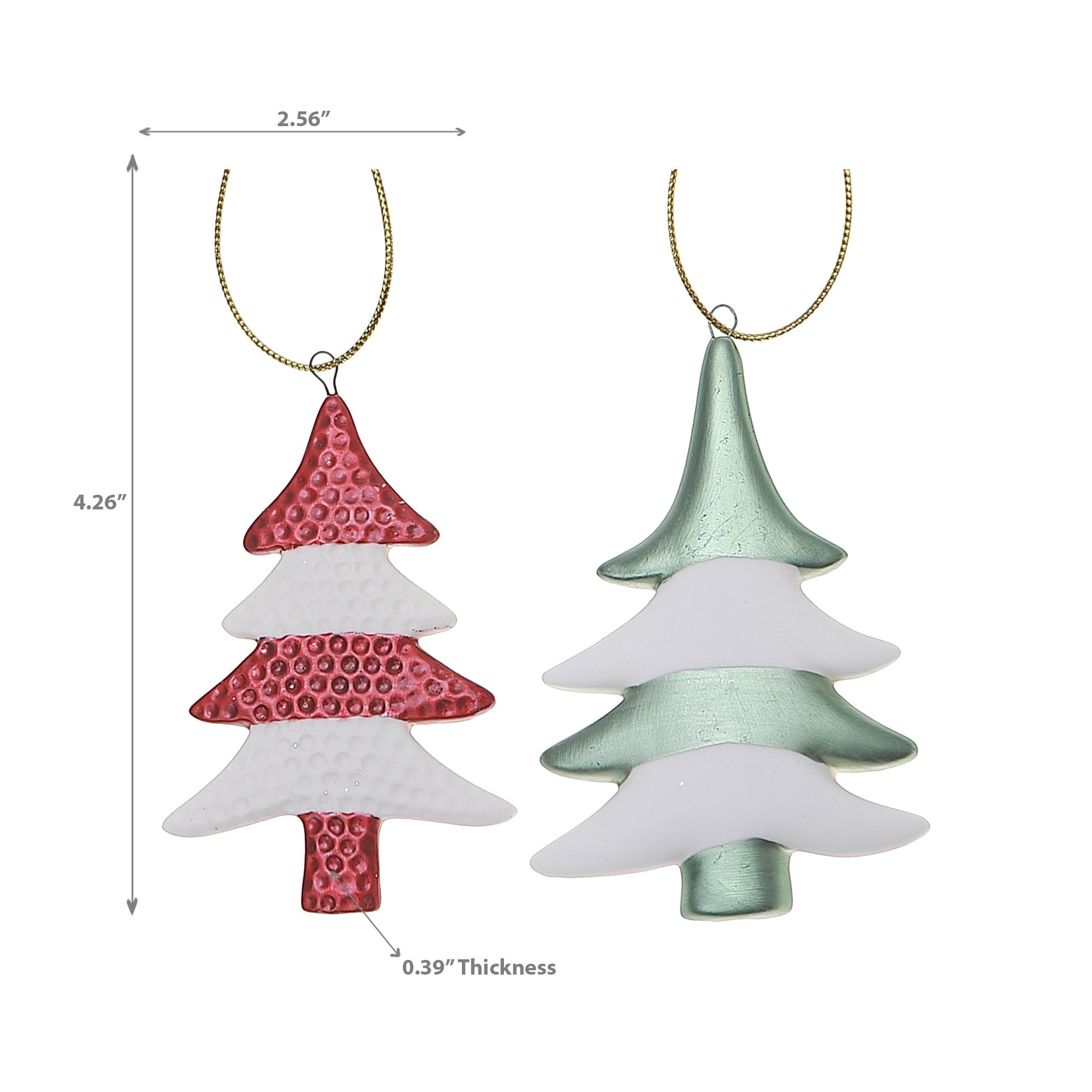 Ceramic Tree Christmas Ornament Set of 6 – Holiday Tree Decoration