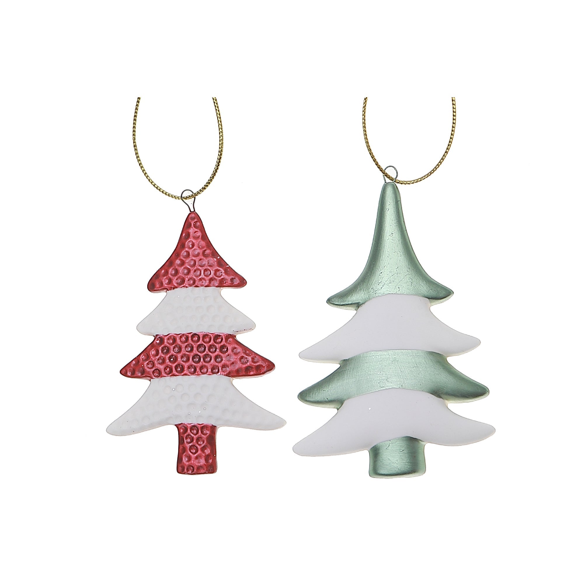 Ceramic Tree Christmas Ornament Set of 6 – Holiday Tree Decoration