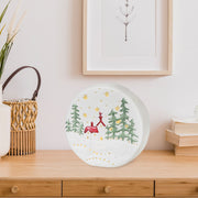 Large LED Round Ceramic Scenic Christmas Decor – Holiday Accent