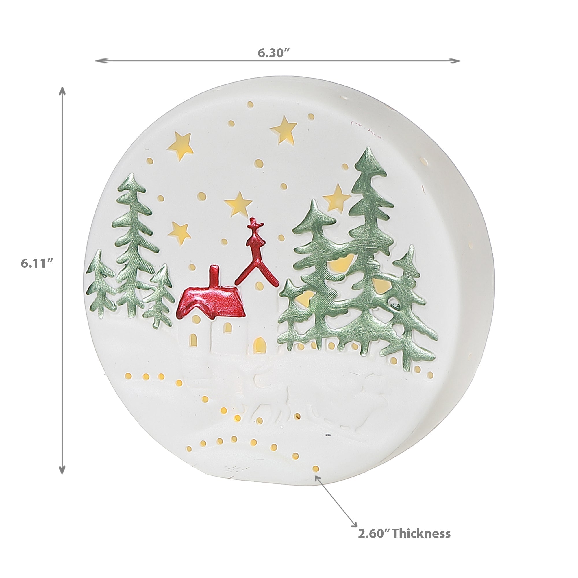 Large LED Round Ceramic Scenic Christmas Decor – Holiday Accent