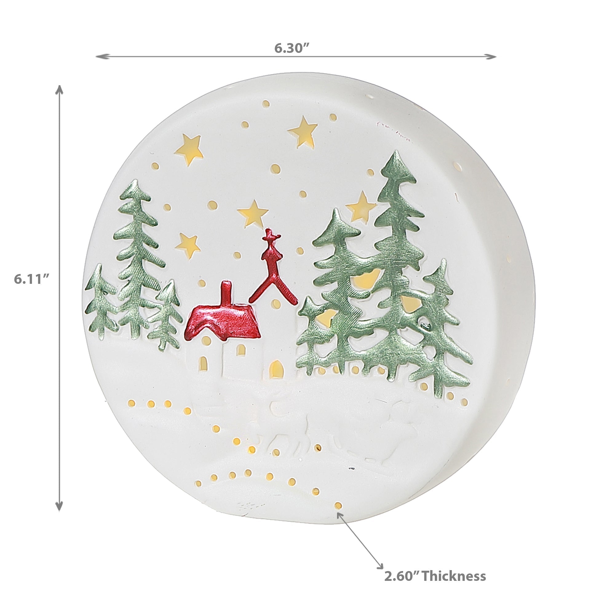 Small LED Round Ceramic Scenic Christmas Decor – Holiday Accent