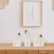LED Ceramic House Set of 3 – Christmas Holiday Table Decor