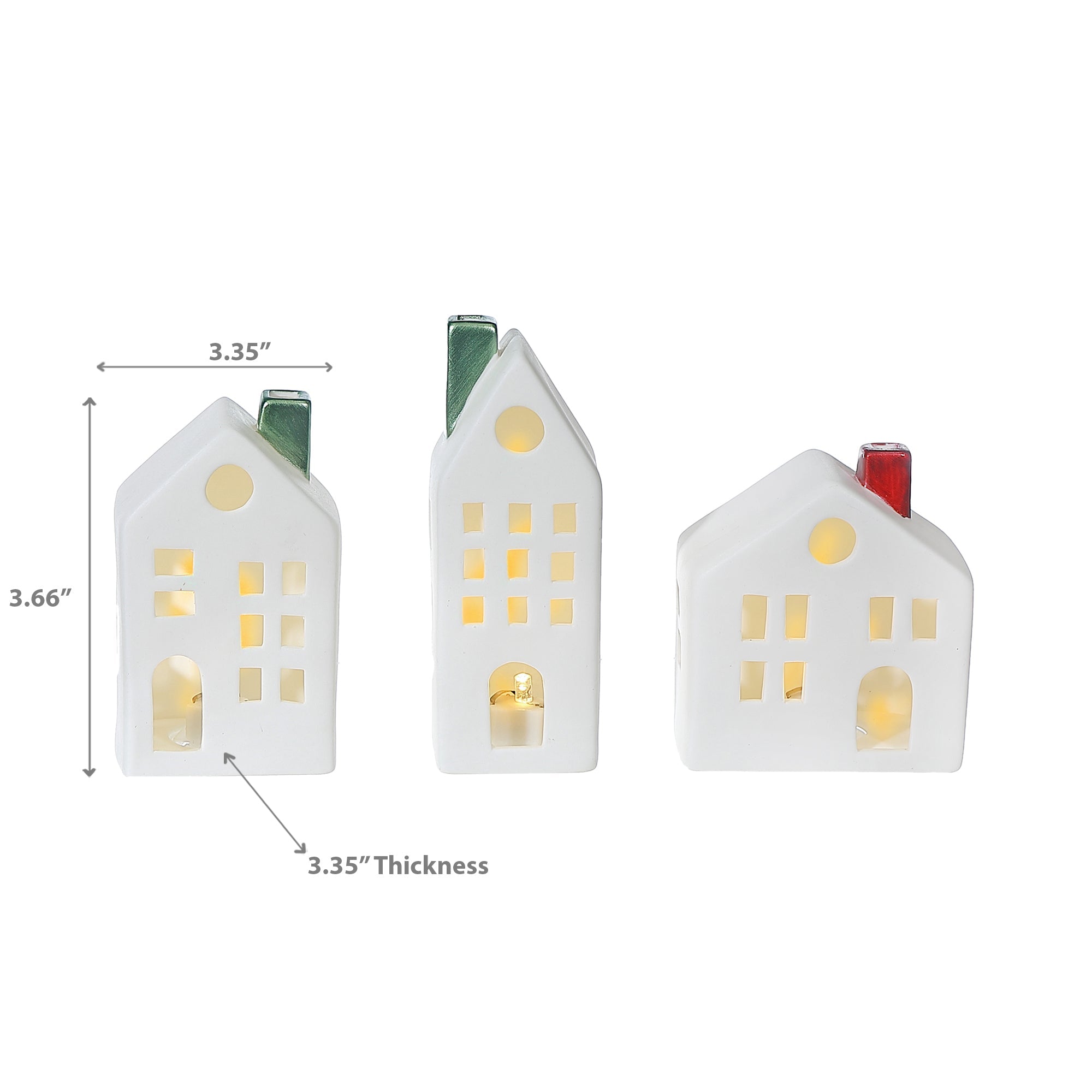 LED Ceramic House Set of 3 – Christmas Holiday Table Decor