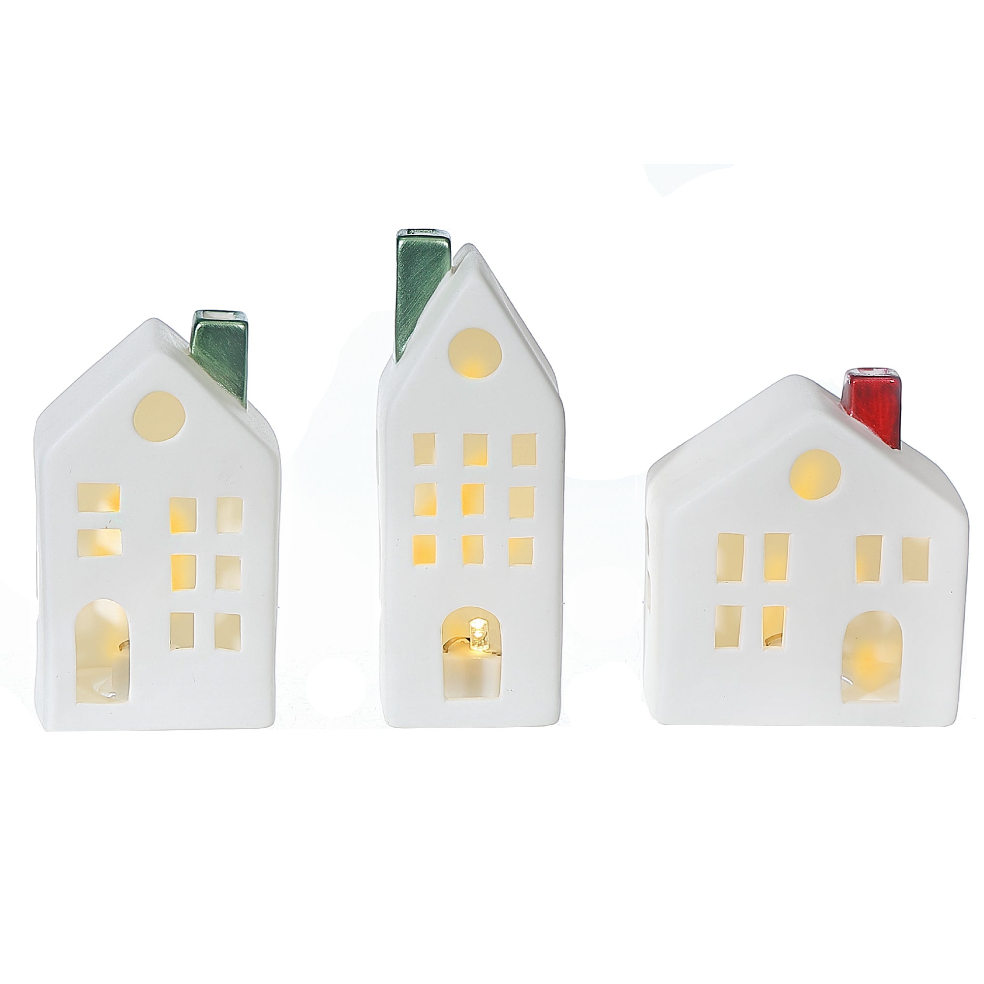 LED Ceramic House Set of 3 – Christmas Holiday Table Decor