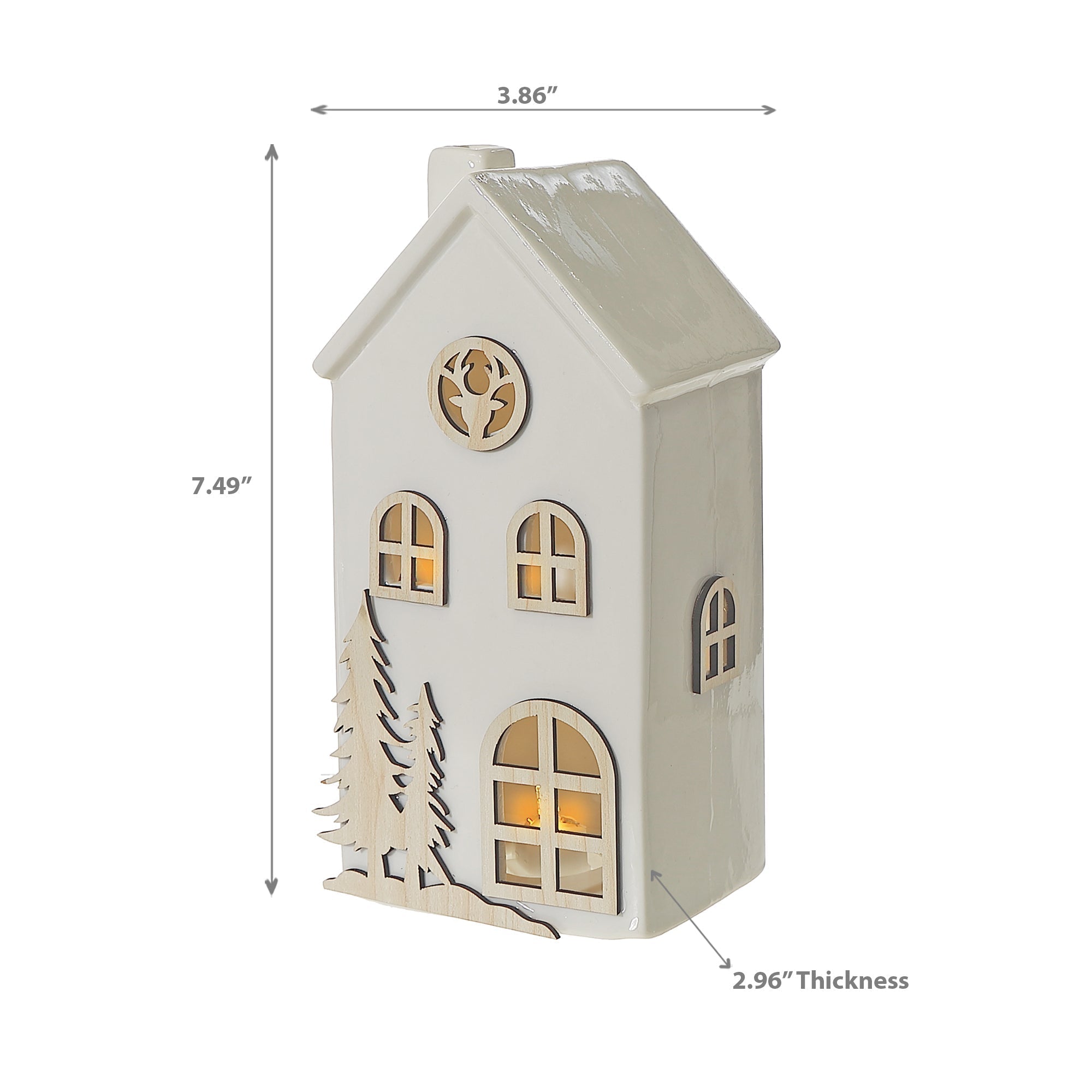 LED Ceramic Tall House Christmas Decor – Holiday Table Accent