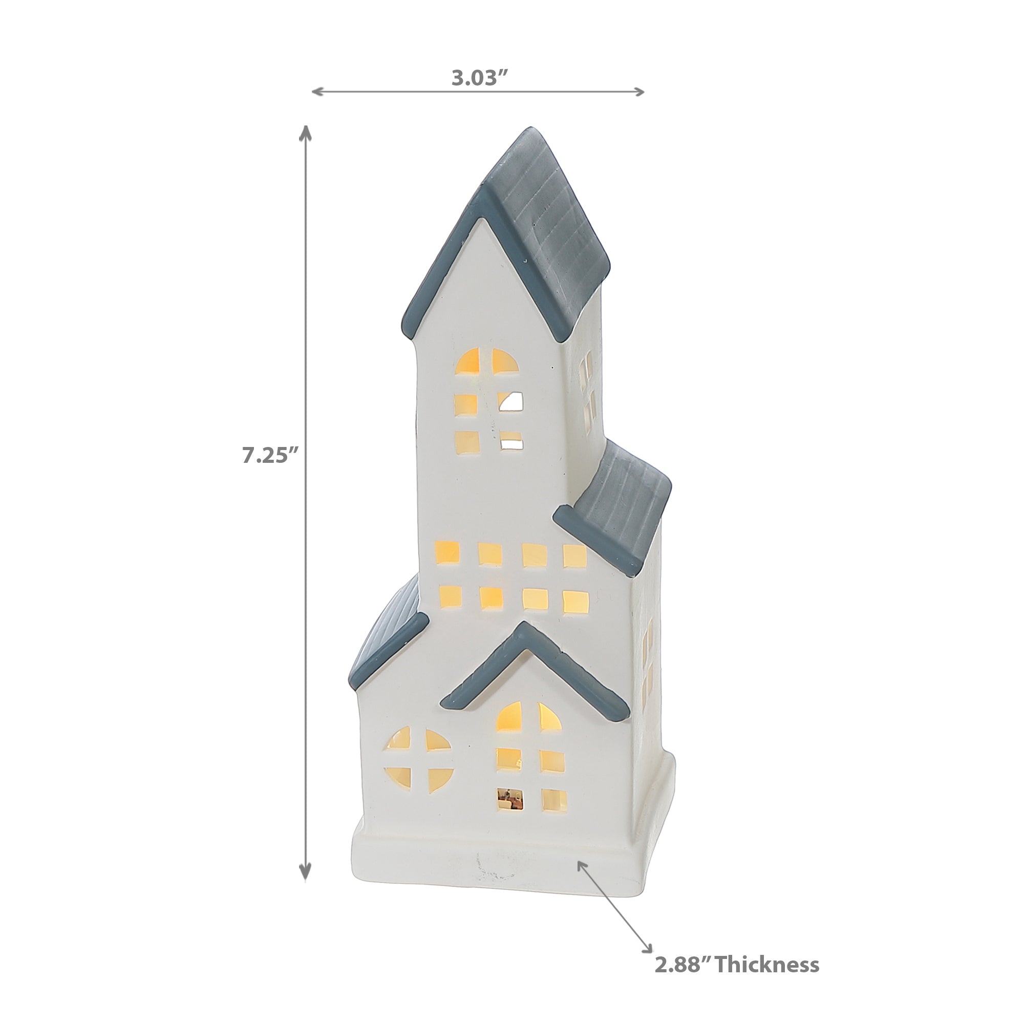 Ceramic Tall House Tea Light Holder – Christmas LED Candle Decor