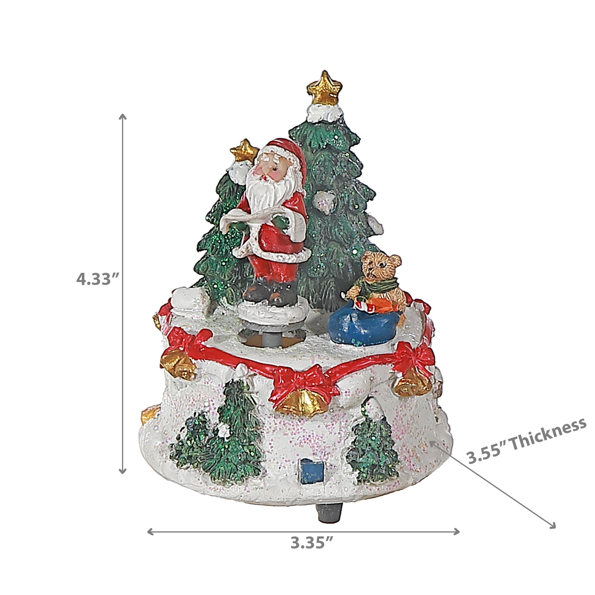 Snow Santa Music Box, Christmas Musical Santa Decoration, Holiday Figurine Decor