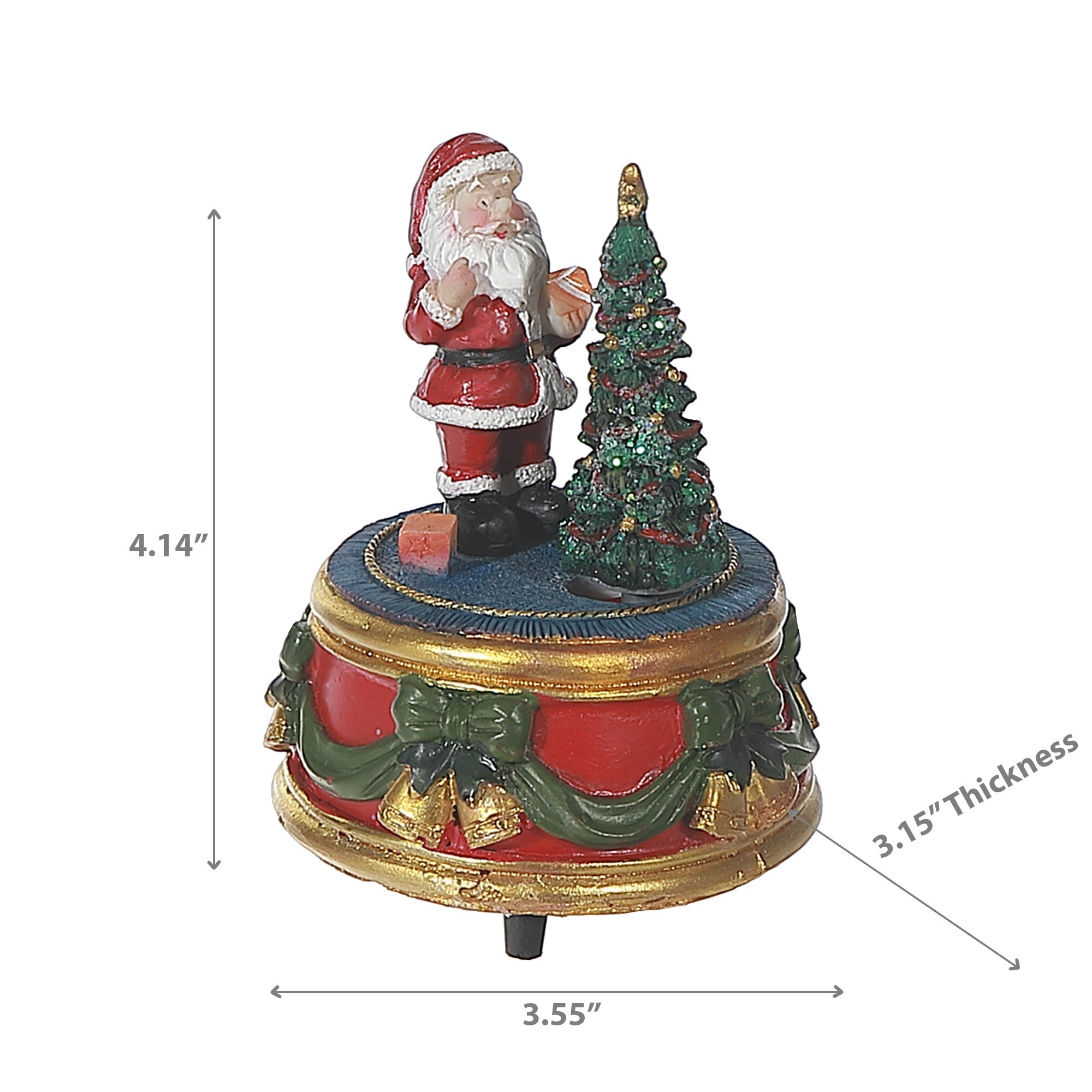 Santa Claus Music Box, Christmas Musical Figurine, Holiday Tabletop Decor