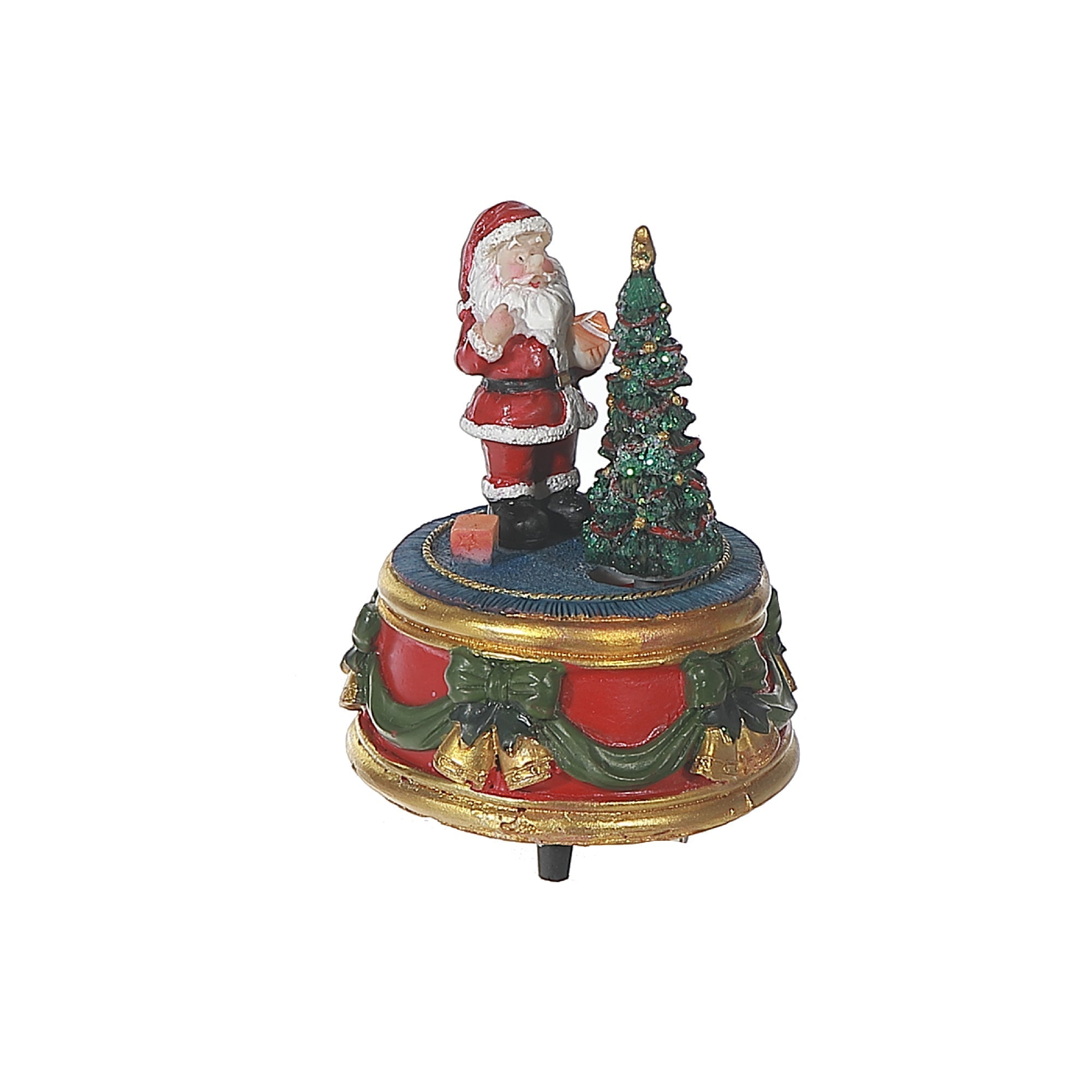 Santa Claus Music Box, Christmas Musical Figurine, Holiday Tabletop Decor