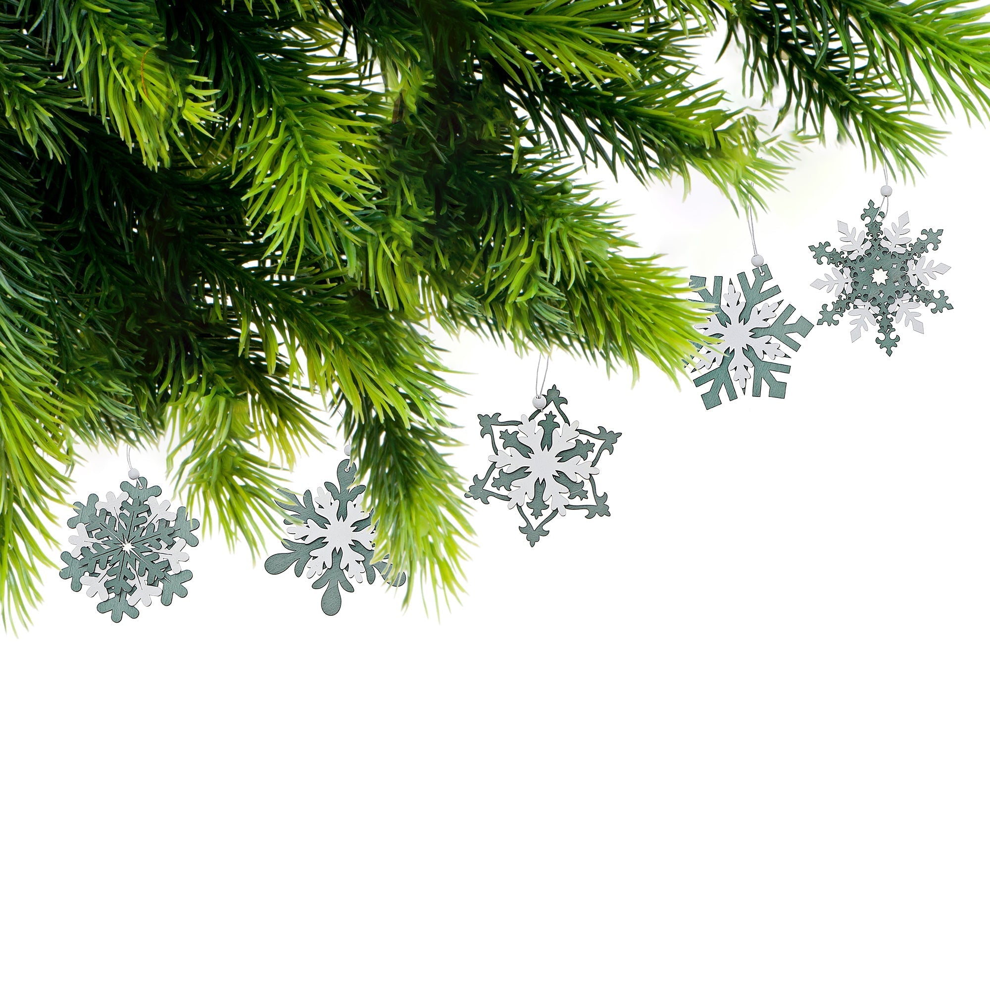 Wooden Snowflake Christmas Ornament Set of 10 – Holiday Tree Decoration