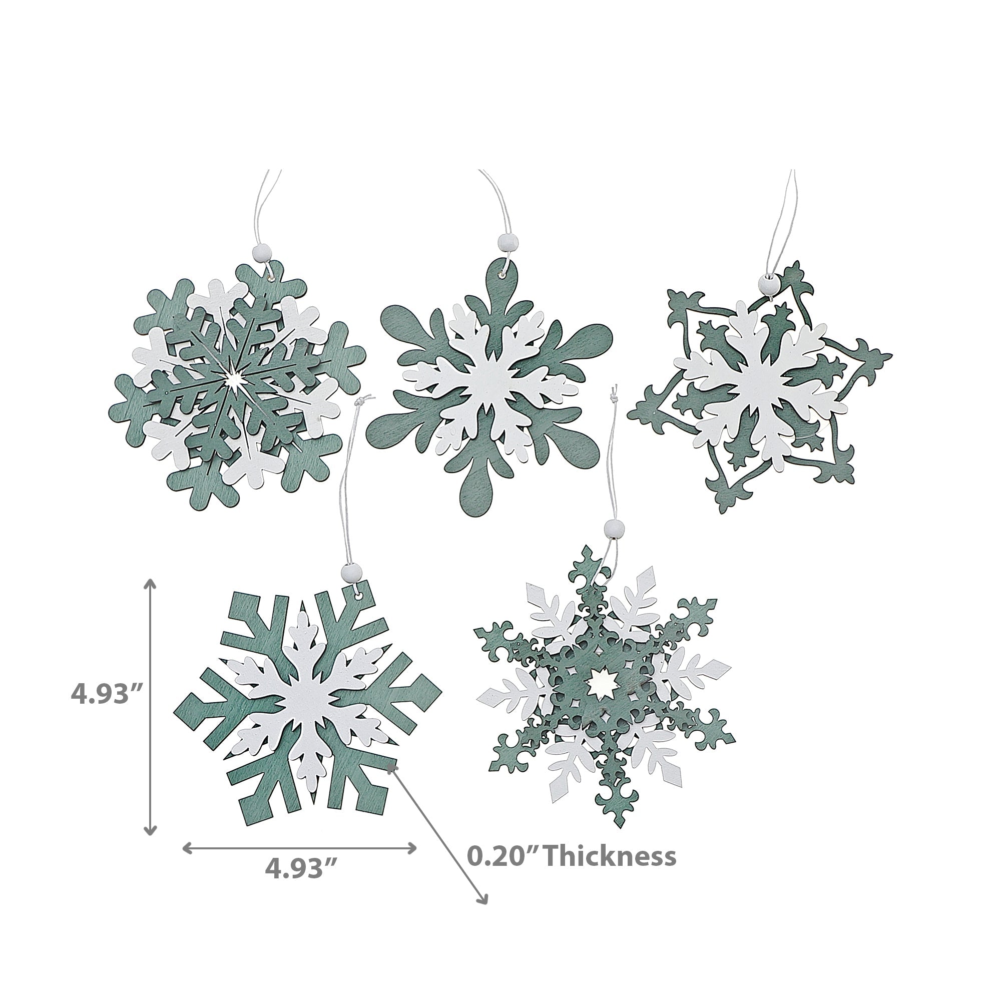 Wooden Snowflake Christmas Ornament Set of 10 – Holiday Tree Decoration
