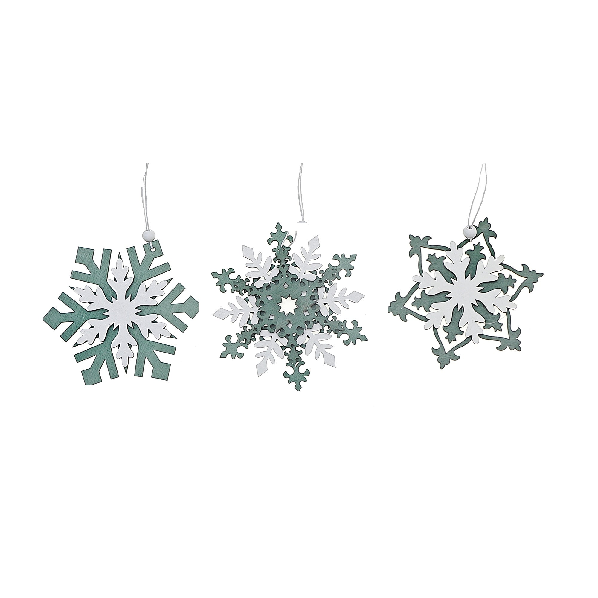 Wooden Snowflake Christmas Ornament Set of 10 – Holiday Tree Decoration