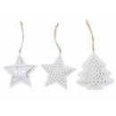 Wooden Star And Tree Ornament - Set of 12