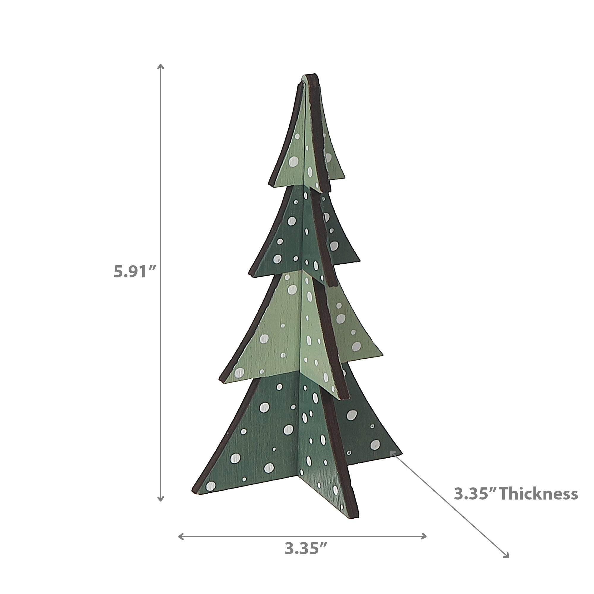 Wooden Christmas Tree Decor, Rustic Holiday Tabletop Tree Decoration Small - Set Of 4